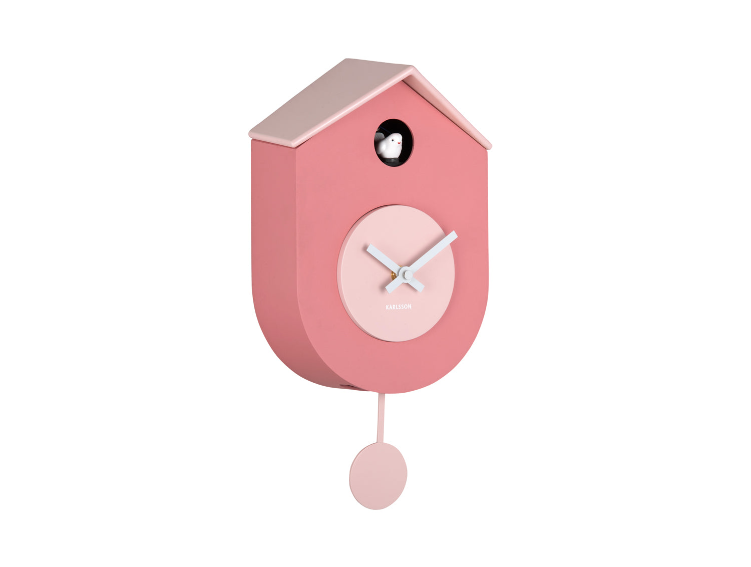 Karlsson Grato Cuckoo KA6026PI Wanduhr Rosa • Schwingendes Pendel • Stündlicher Kuckucksruf
