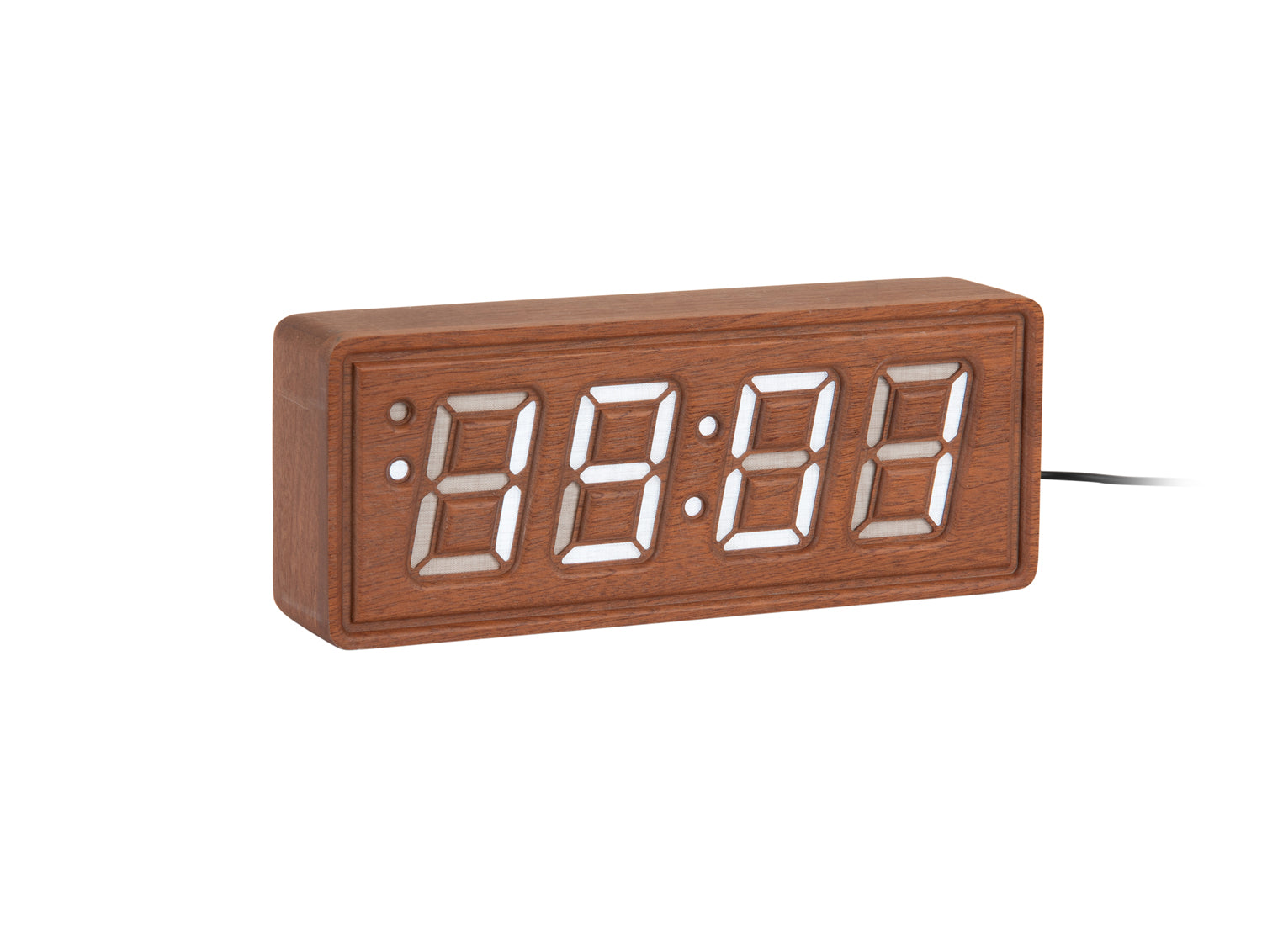 Karlsson Solid Wood Engraved KA6024DW Wecker Dunkelholz • LED-Gravurdisplay • Massivholz Sapelé