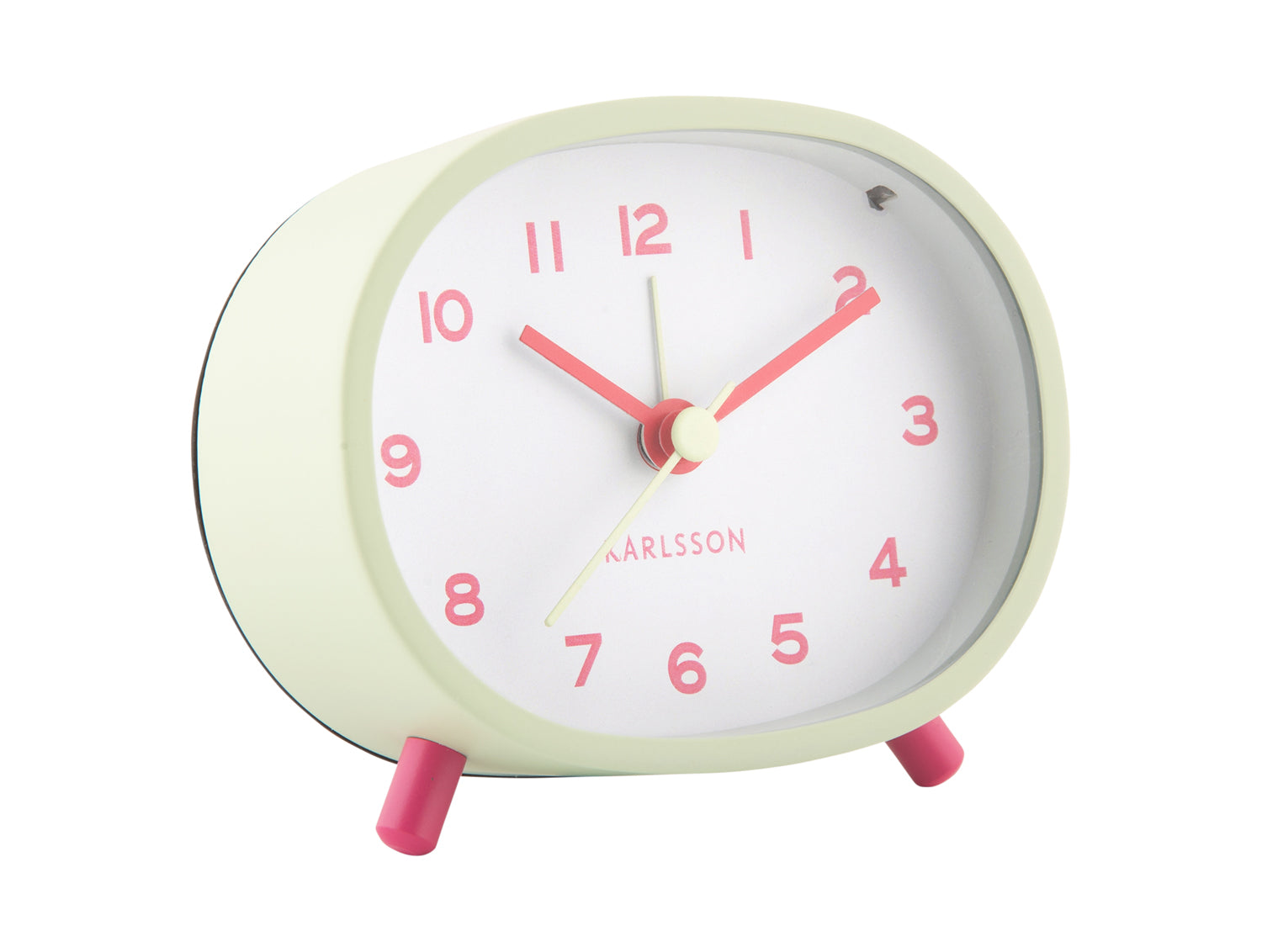 Karlsson Cheeky Oval KA6025LG Wecker Softgrün • Geräuschloses Sweep-Uhrwerk • Ovales Retro-Design