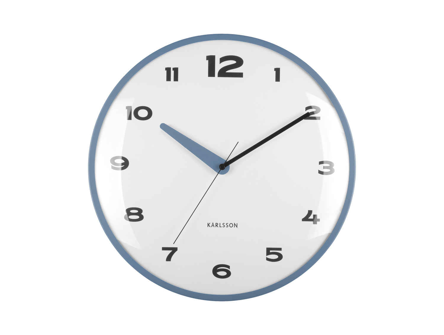 Karlsson Brisk Dome KA6028BL Wanduhr Klassischblau • Geräuschloses Sweep-Uhrwerk • Gewölbte Dome-Linse