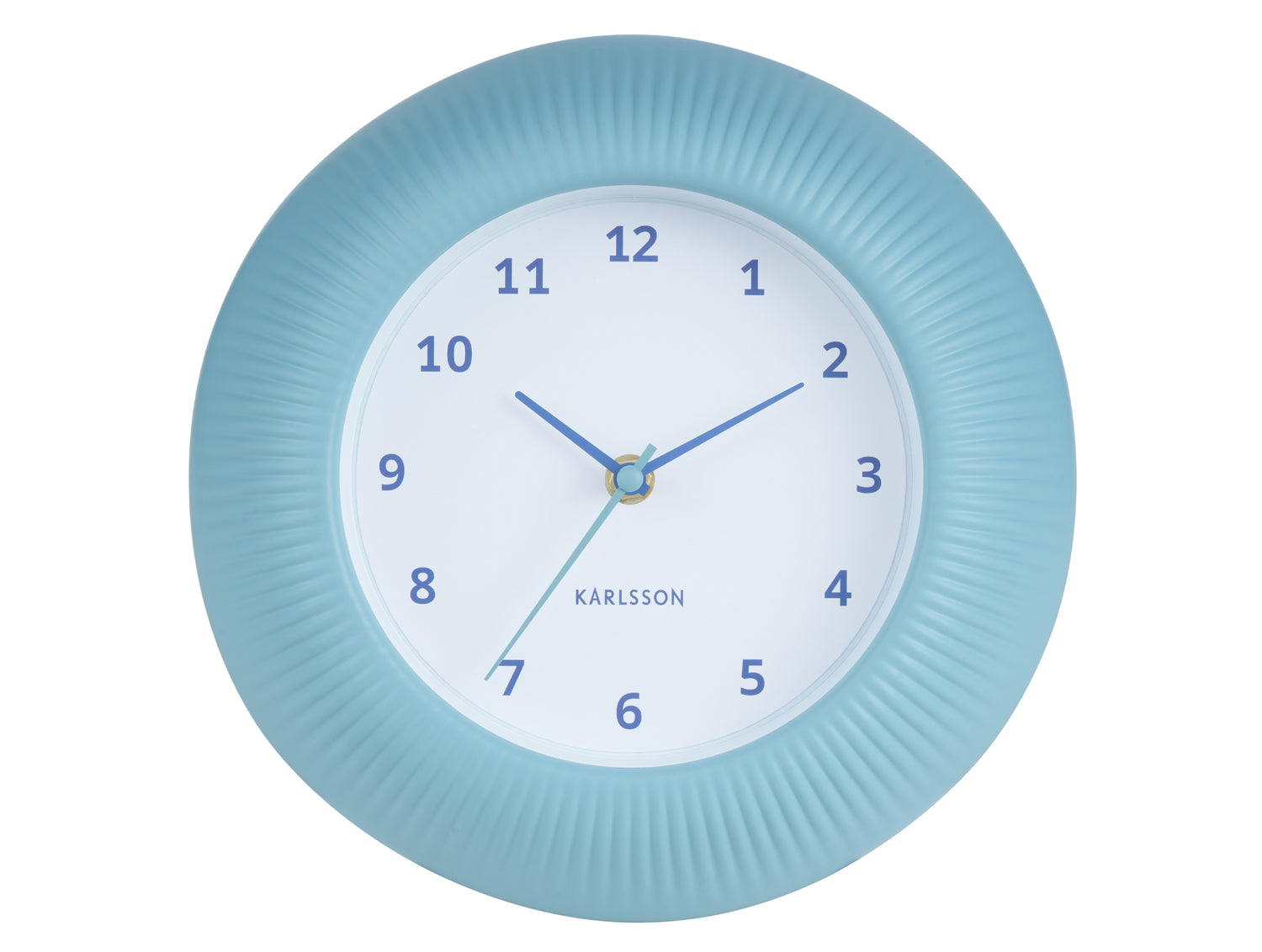 Karlsson Tender Rib KA6048BL Wanduhr Misty Blue • Geräuschloses Sweep-Uhrwerk • Reliefstruktur-Zifferblatt