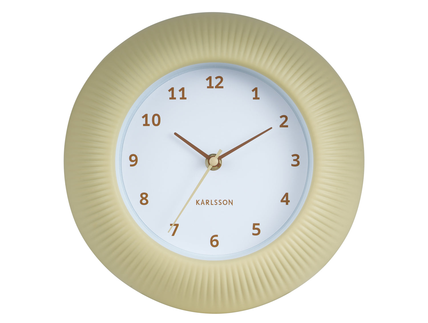 Karlsson Tender Rib KA6048LY Wanduhr Softgelb • Sweep-Uhrwerk • Relief-Zifferblatt