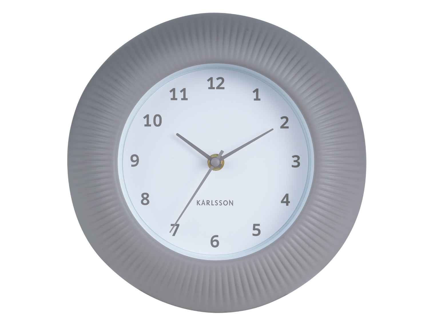 Karlsson Tender Rib KA6048WG Wanduhr Warmgrau • Sweep-Uhrwerk • Rillenstruktur-Zifferblatt