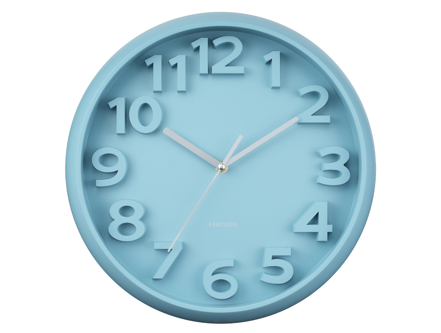 Karlsson Elevated Classic Numbers KA6052BL Wanduhr Misty Blue • Geräuschloses Sweep-Uhrwerk • Monochrome Eleganz