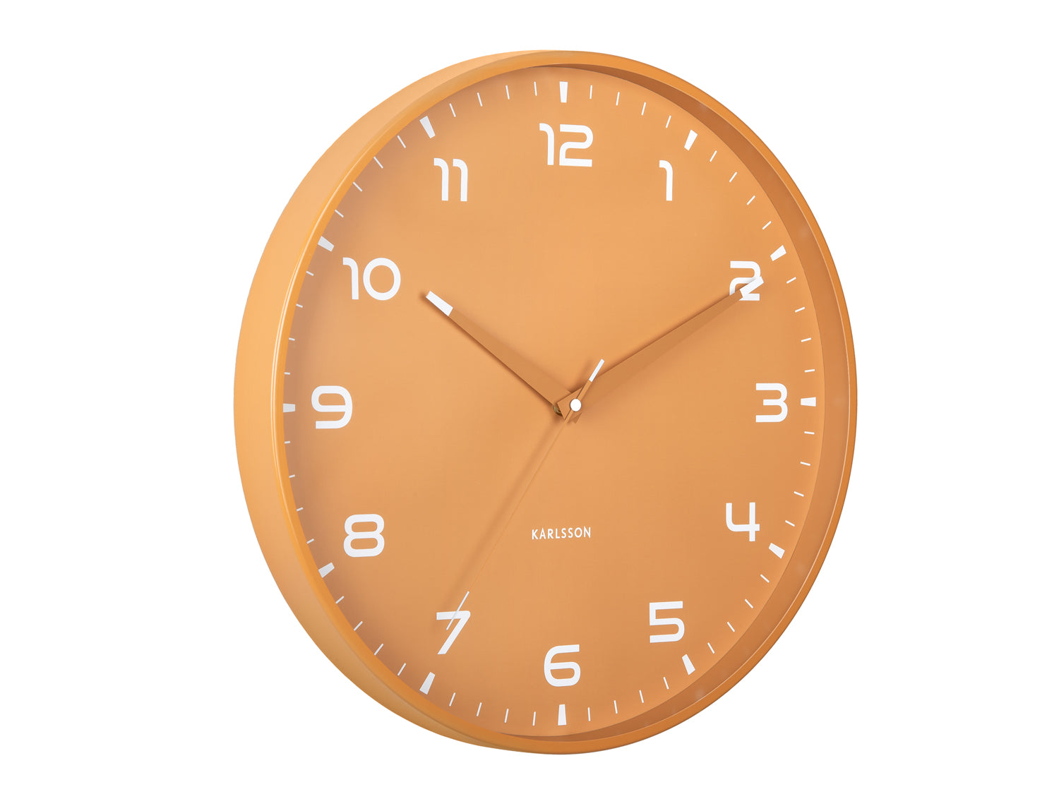 Karlsson Orgullo KA6053YE Wanduhr Ockergelb • Geräuschloses Sweep-Uhrwerk • Aluminium-Gehäuse