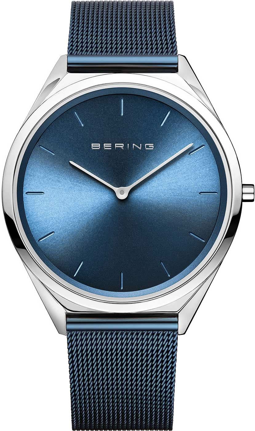 Bering Ultra Slim 17039-307 Watch • Scratch-resistant sapphire crystal • Blue Milanese strap