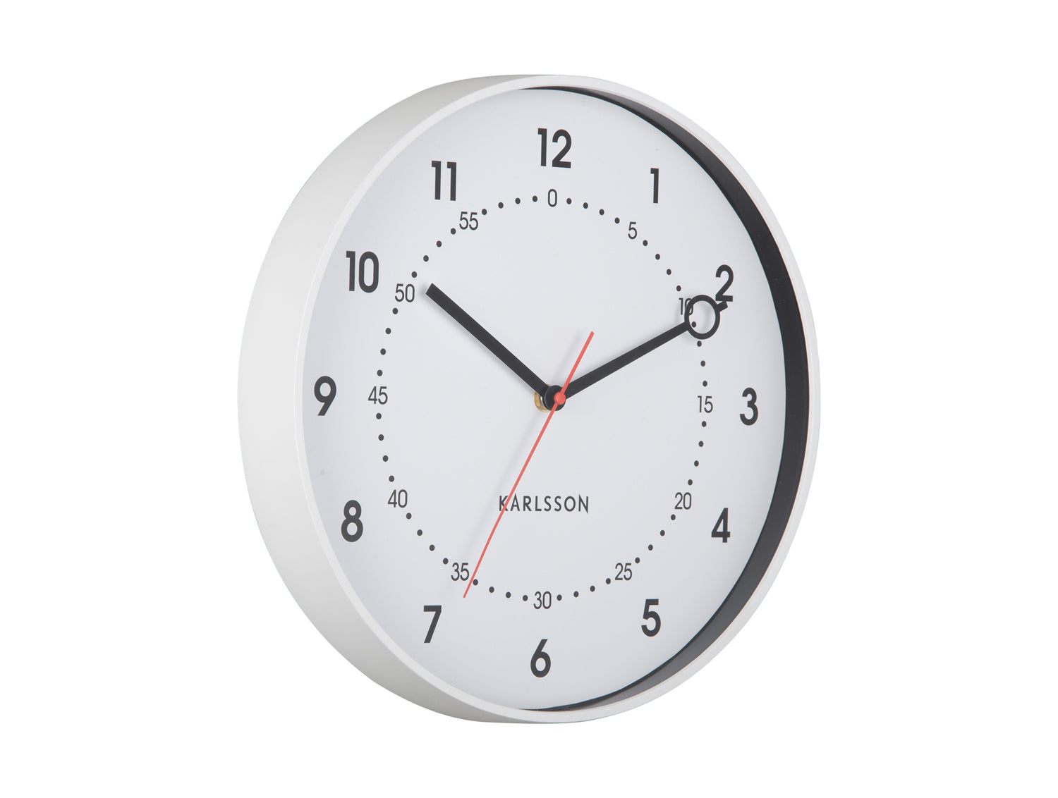 Karlsson Fresco KA6038WH Wanduhr Weiß • Geräuschloses Sweep-Uhrwerk • Skandinavisches Design
