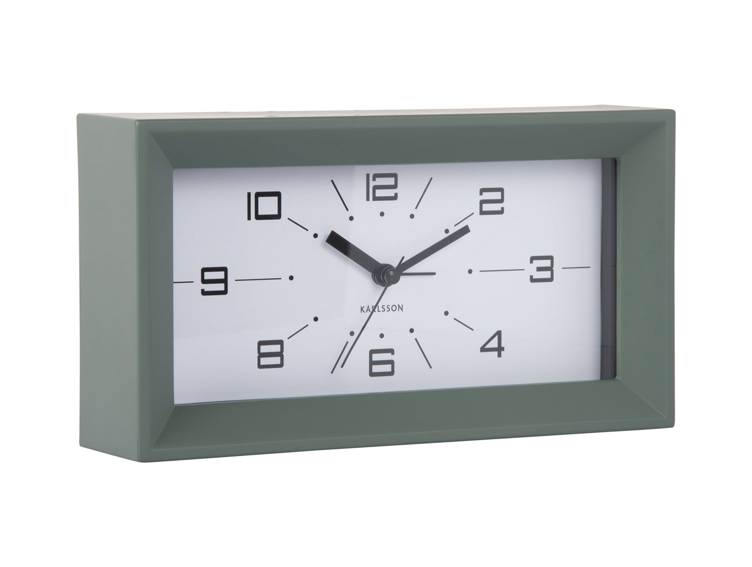 Karlsson Lujo Rectangle KA6066GR Wecker Dschungelgrün • Geräuschloses Sweep-Uhrwerk • Retro-Design