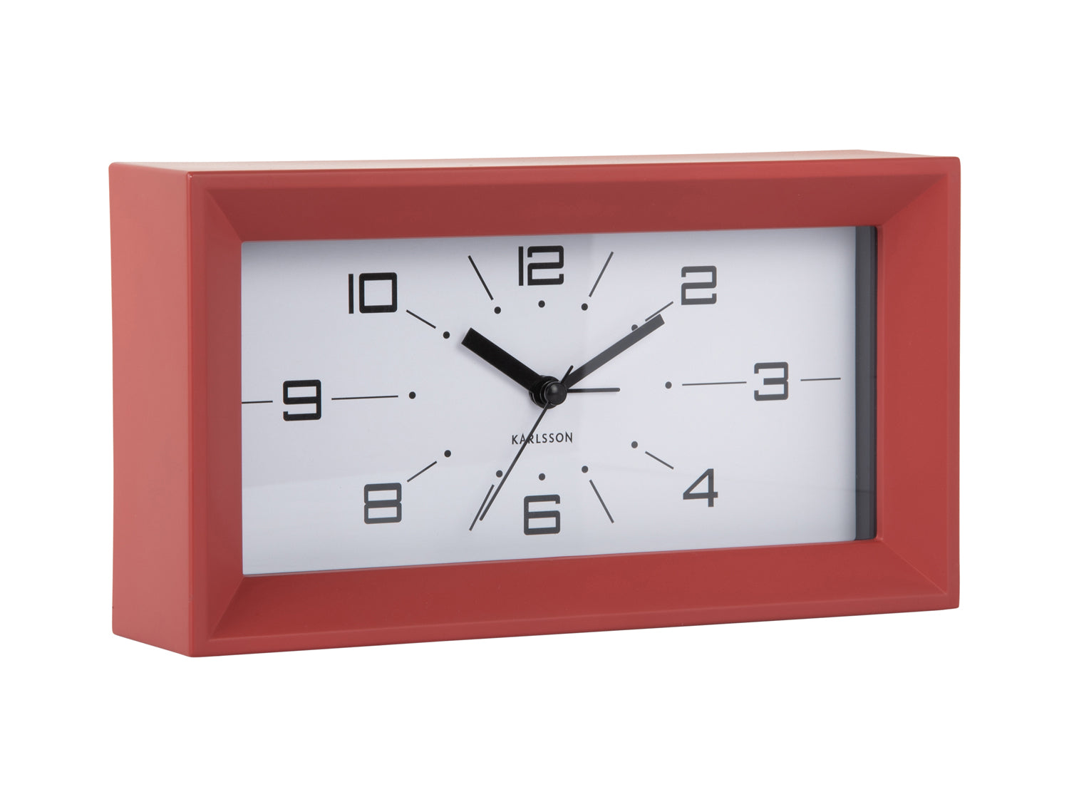 Karlsson Lujo Rectangle KA6066RD Wecker Roter Ocker • Sweep-Uhrwerk • Retro-Design