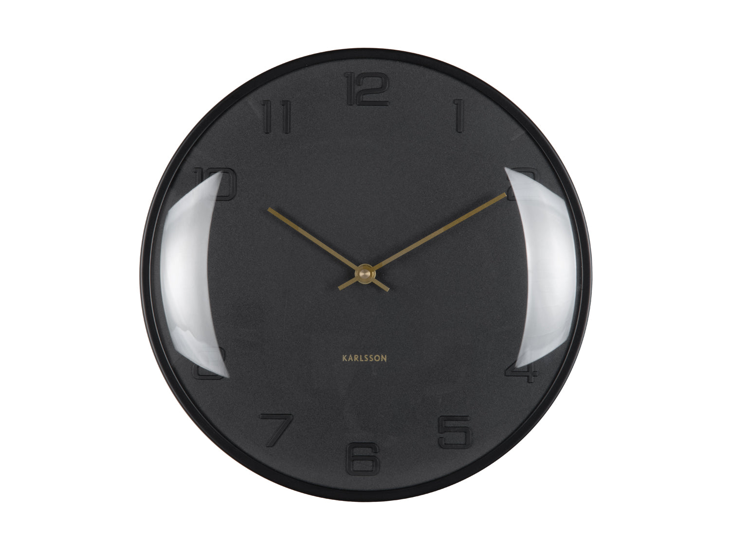 Karlsson Fuerte Dome KA6084BK Wanduhr Schwarz • Sweep-Uhrwerk • Geprägtes Zifferblatt