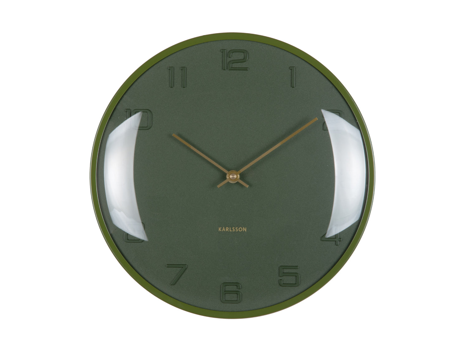 Karlsson Fuerte Dome KA6084DG Wanduhr Luxusgrün • Geräuschloses Sweep-Uhrwerk • Erhabene Domkuppel