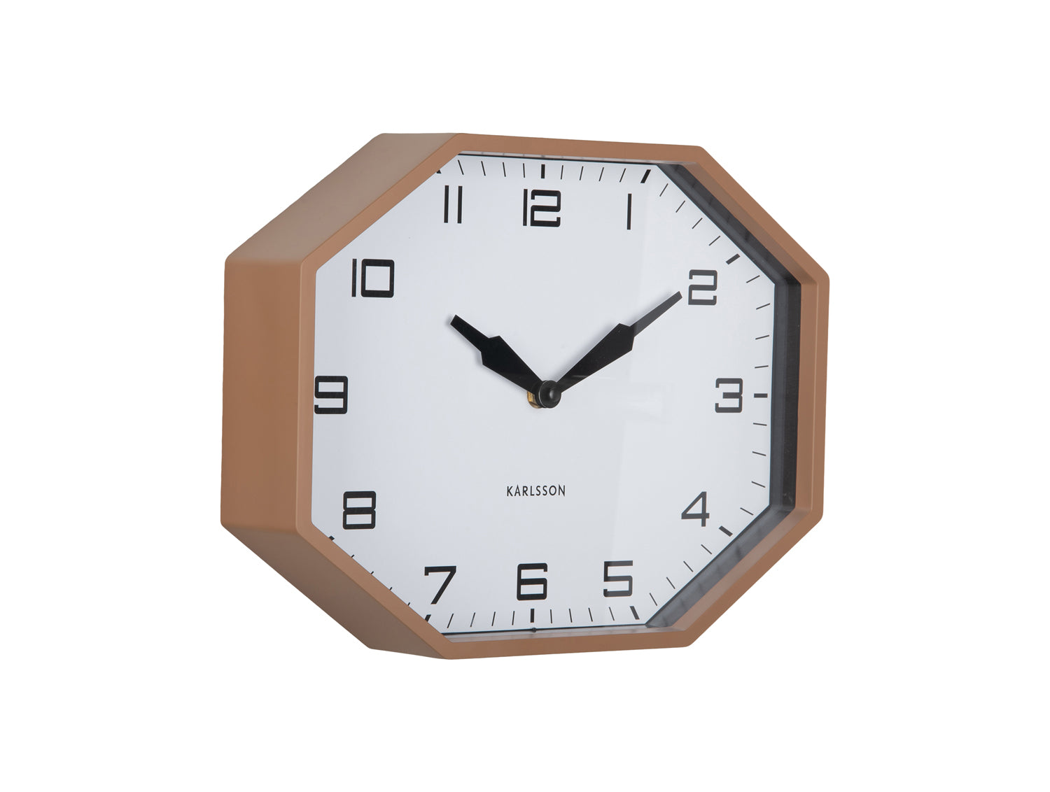 Karlsson Modern Factory Octagon KA6067BR Wecker Mokkabraun • Geräuschloses Sweep-Uhrwerk • Retro Oktagon-Design