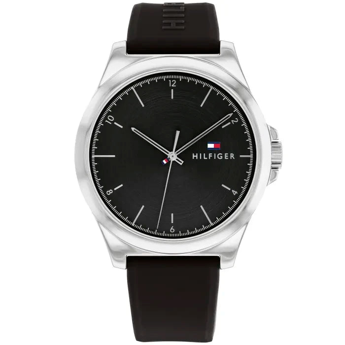 Tommy Hilfiger Norris 1710617 Herren • Schwarzes Silikonarmband • Mineralglas