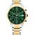 Herren-Chronograph: grünes Zifferblatt, gold-silbernes Edelstahlarmband, Mineralglas