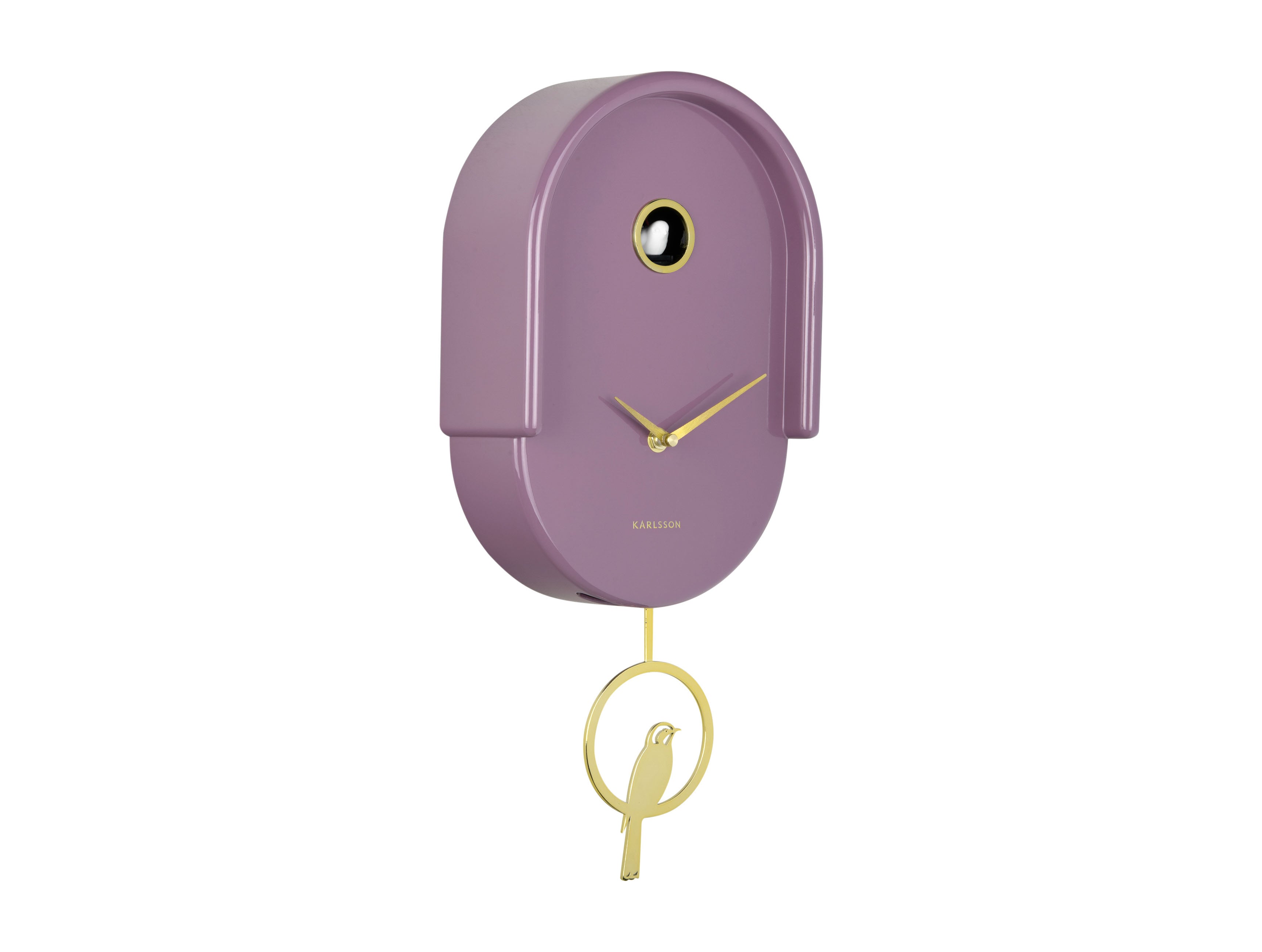 Karlsson Tweet KA6069PU Wanduhr Hellmauve • Pendel mit Vogel-Akzent • Kuckucksruf zur vollen Stunde