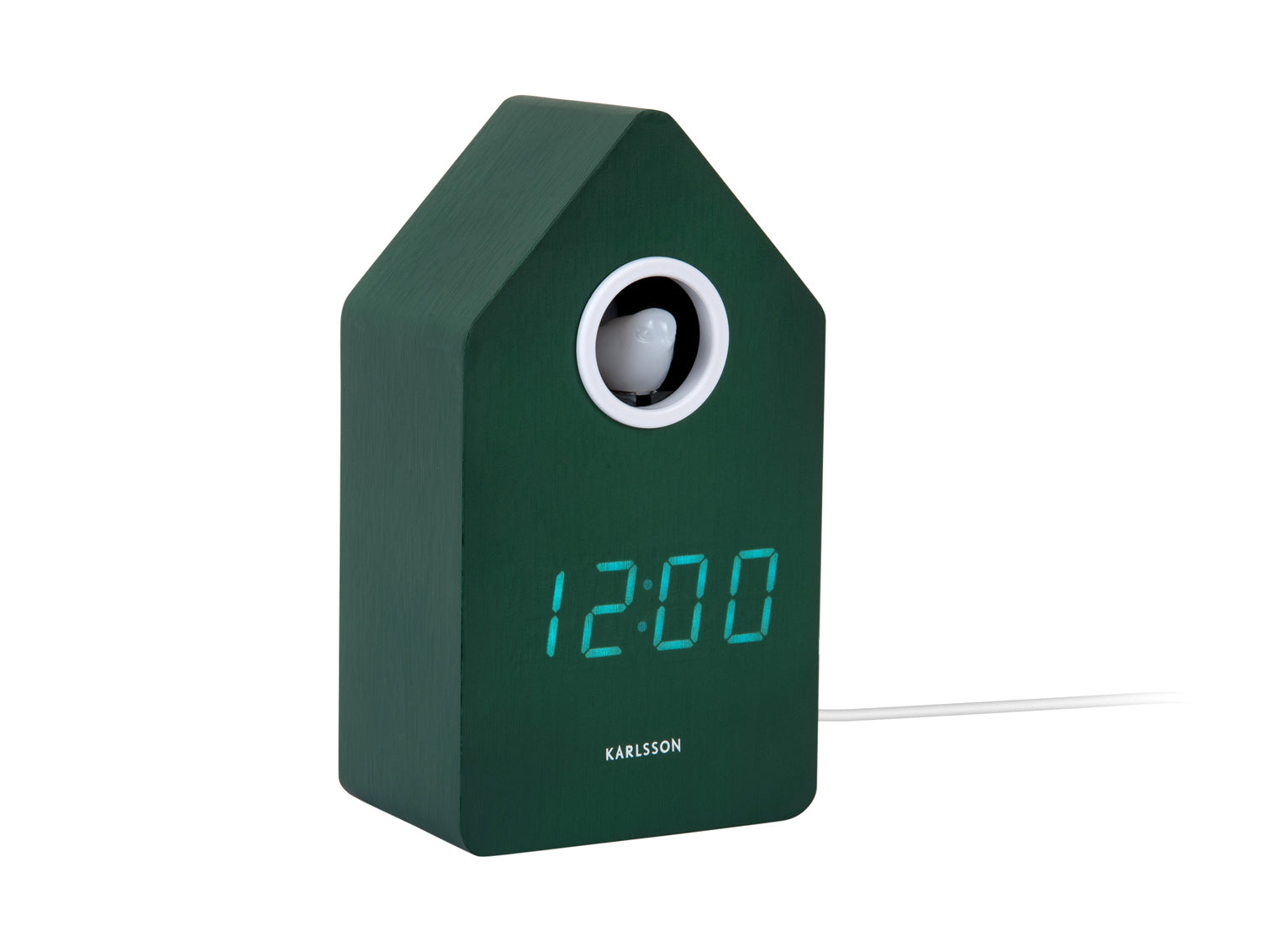 Karlsson Cuckoo LED KA6070GR Wecker Retrogrün • Stündliches LED-Kuckuck-Licht • USB-Netzbetrieb