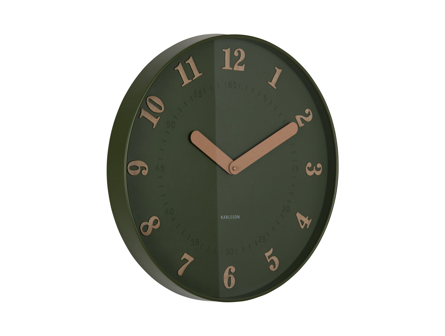 Karlsson Amena KA6083GR Wanduhr Luxusgrün • Geräuschloses Sweep-Uhrwerk • Modernes Design