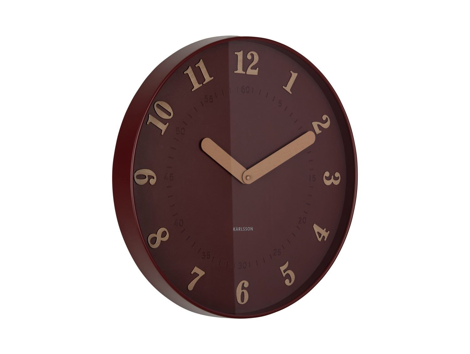 Karlsson Amena KA6083RD Wanduhr Burgunderrot • Sweep-Uhrwerk • Modernes Design