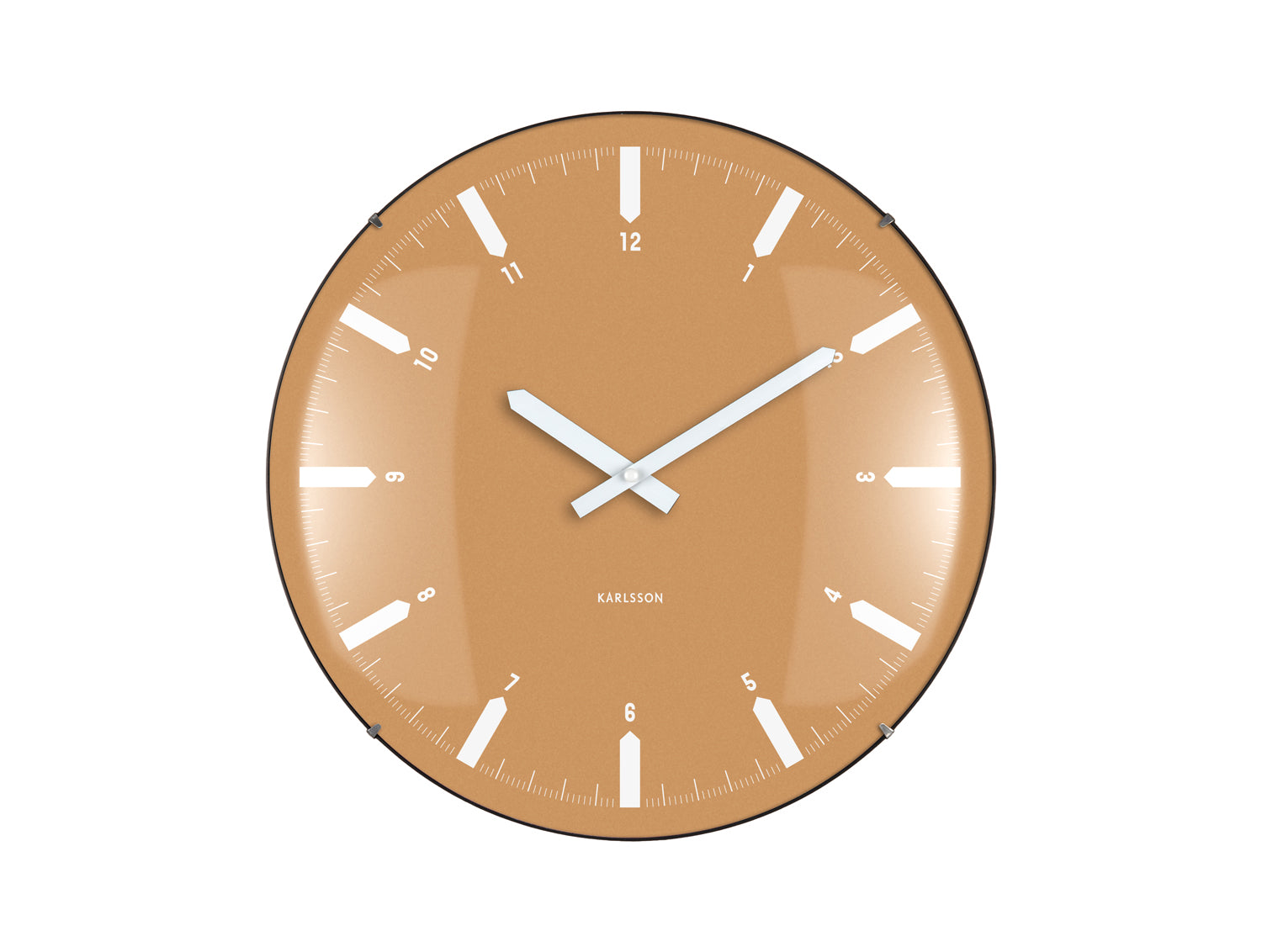 Karlsson Realista Dome KA6086YE Wanduhr Ockergelb • Geräuschloses Sweep-Uhrwerk • Konvexes Kuppelglas