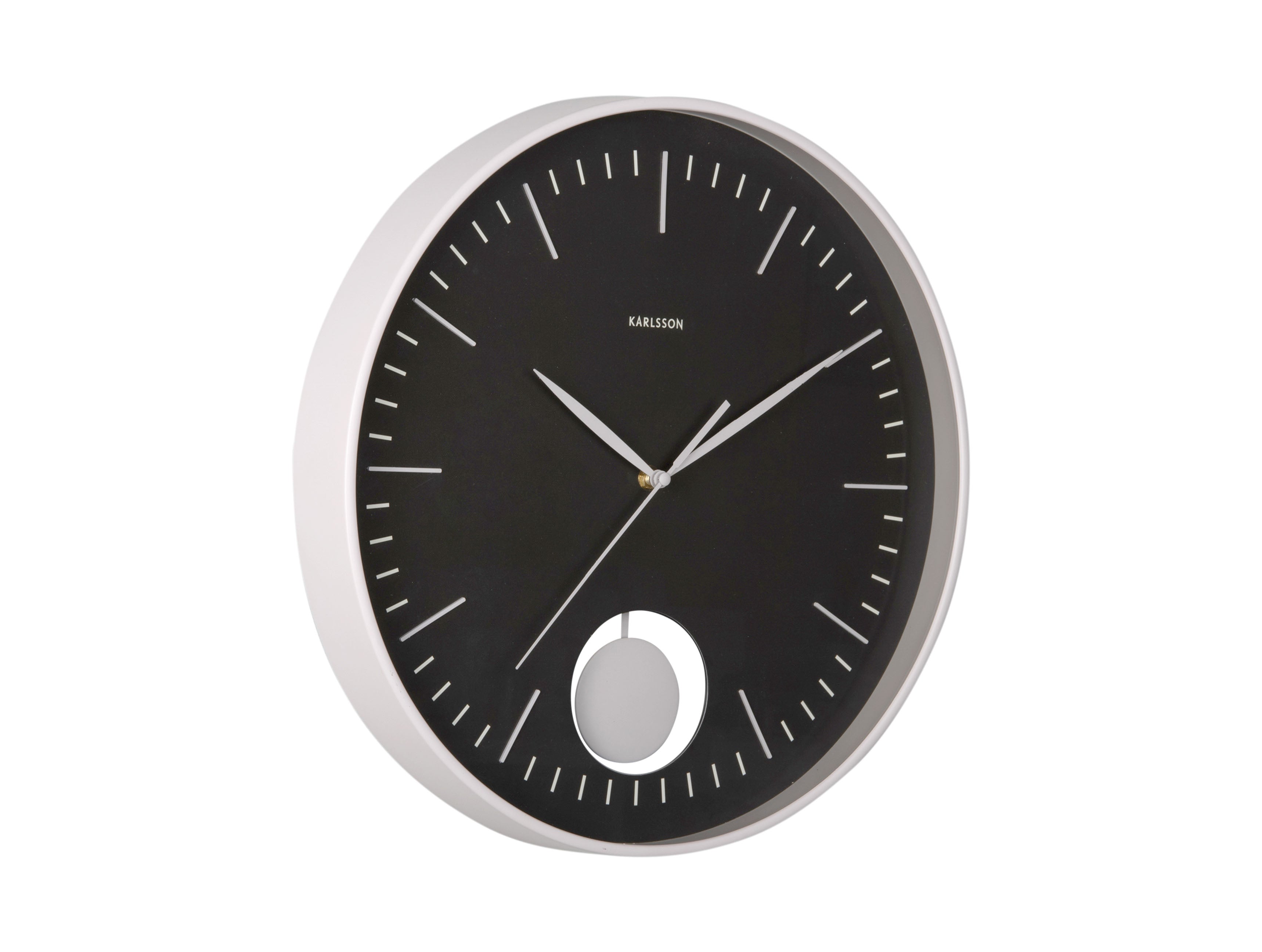 Karlsson Grato Pendulum KA6065BK Wanduhr Schwarz/Warmgrau • Geräuschloses Sweep-Uhrwerk • Dekoratives Pendel