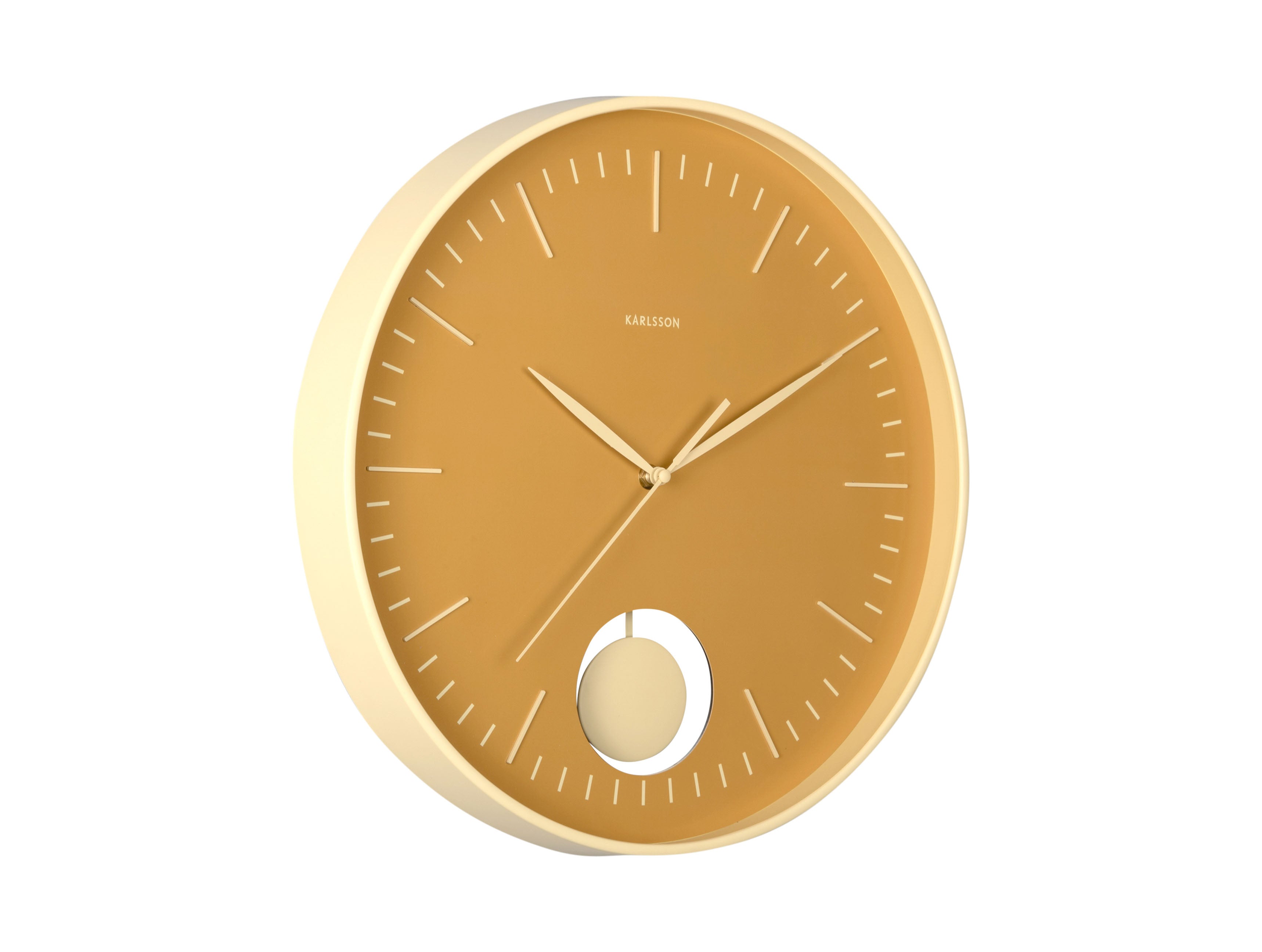 Karlsson Grato Pendulum KA6065YE Wanduhr Ocker-Gelb • Geräuschloses Sweep-Uhrwerk • Dekopendel