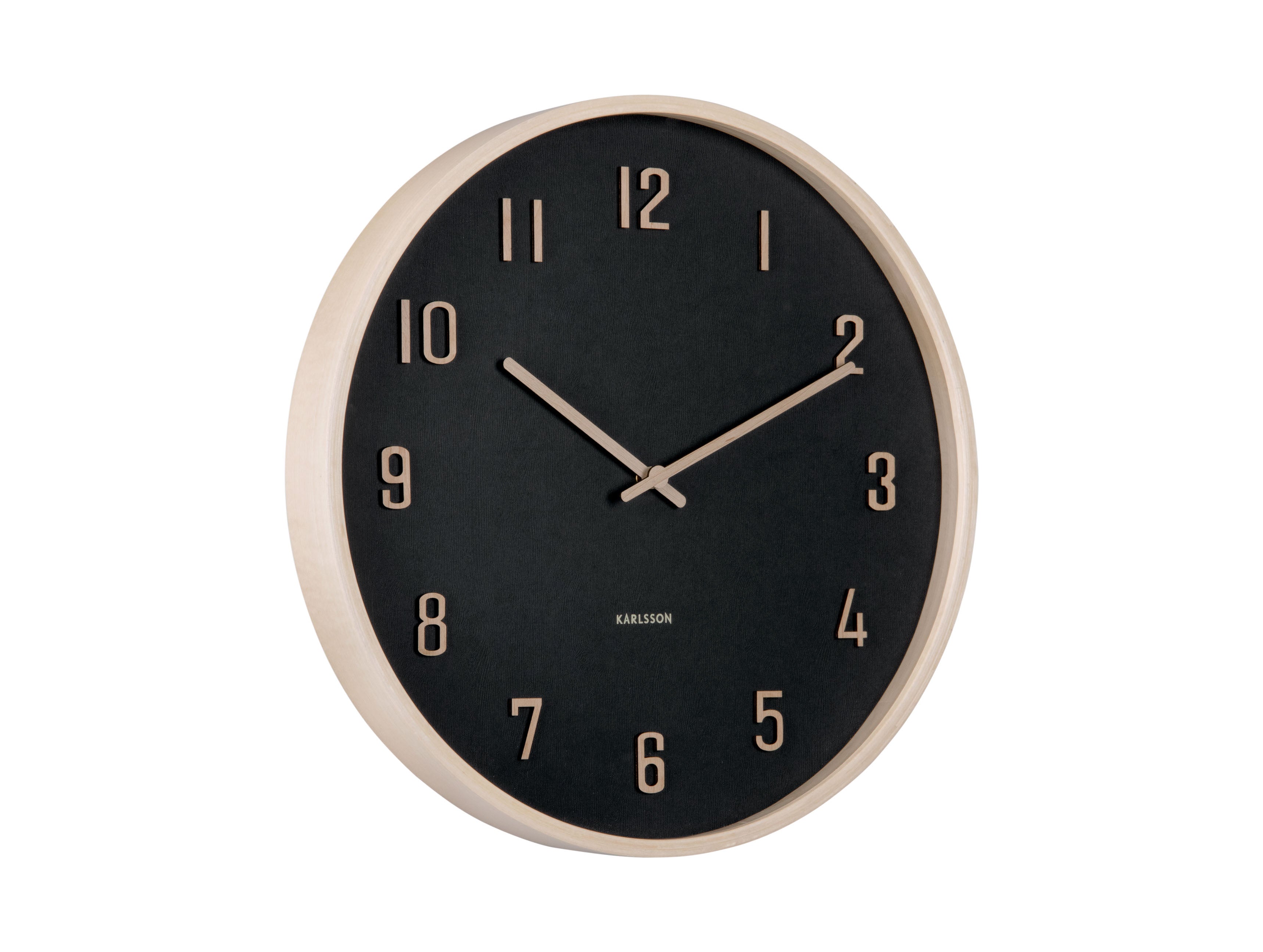 Karlsson Nervadura KA6117BK Wanduhr Schwarz • Geräuschloses Sweep-Uhrwerk • Bassholz-Design