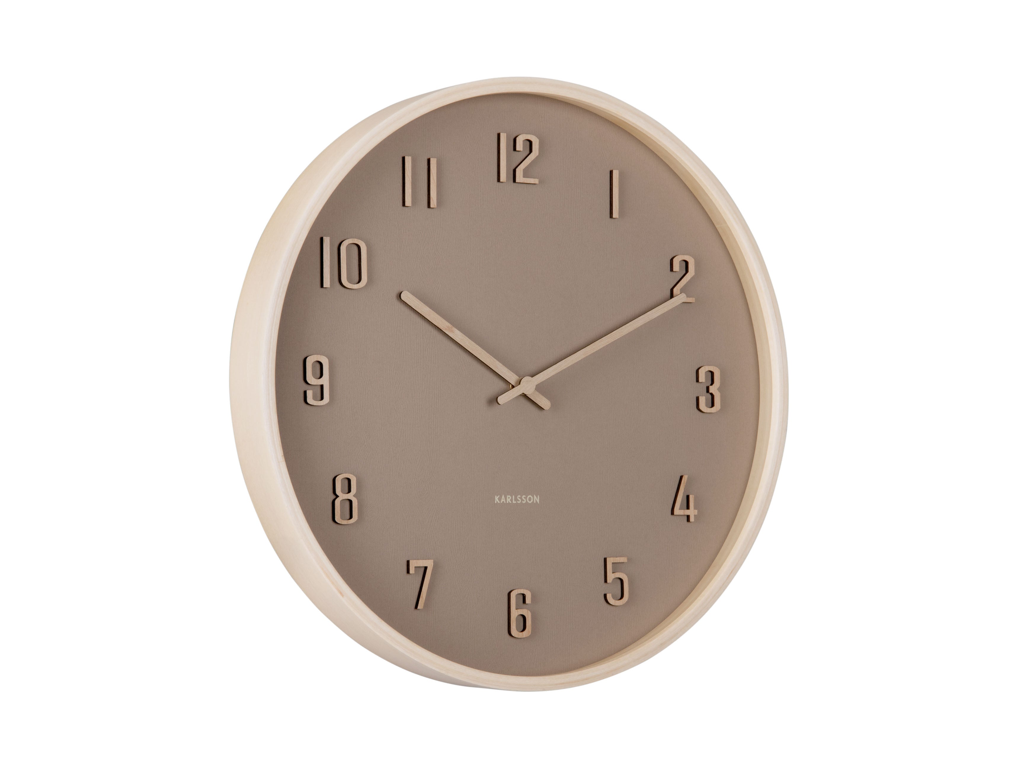 Karlsson Nervadura KA6117BR Wanduhr Braun • Geräuschloses Sweep-Uhrwerk • Echtes Bassholz