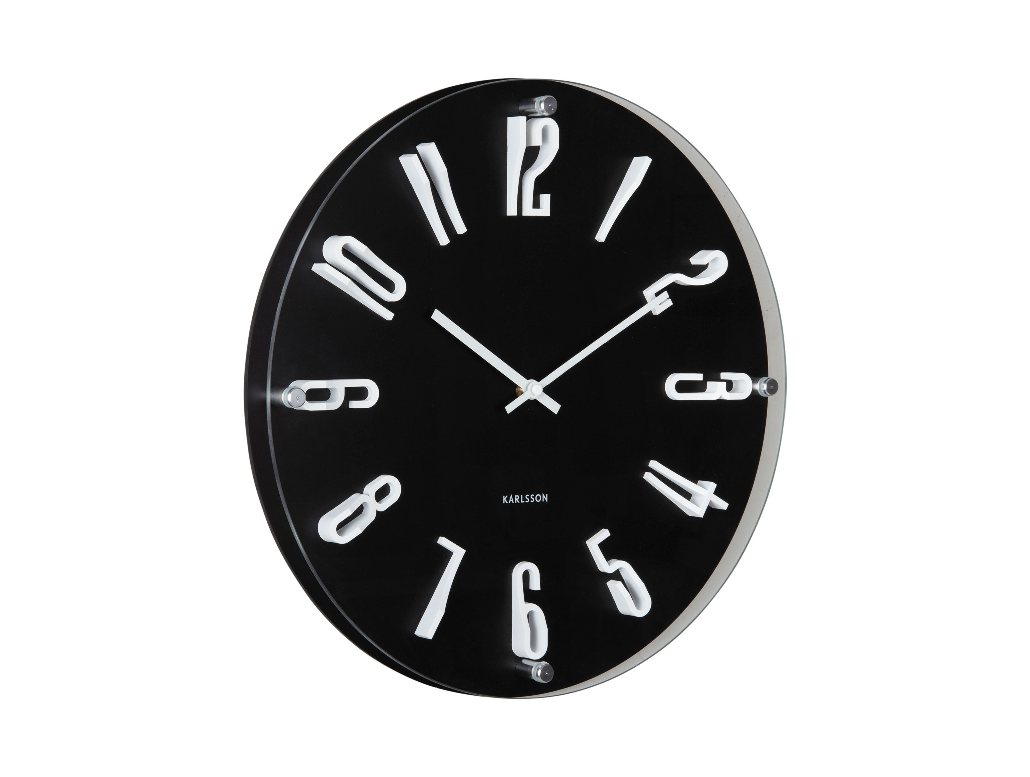 Karlsson Esencia Elevated KA6090BK Wanduhr Schwarz • Geräuschloses Sweep-Uhrwerk • Rahmenlosem Design