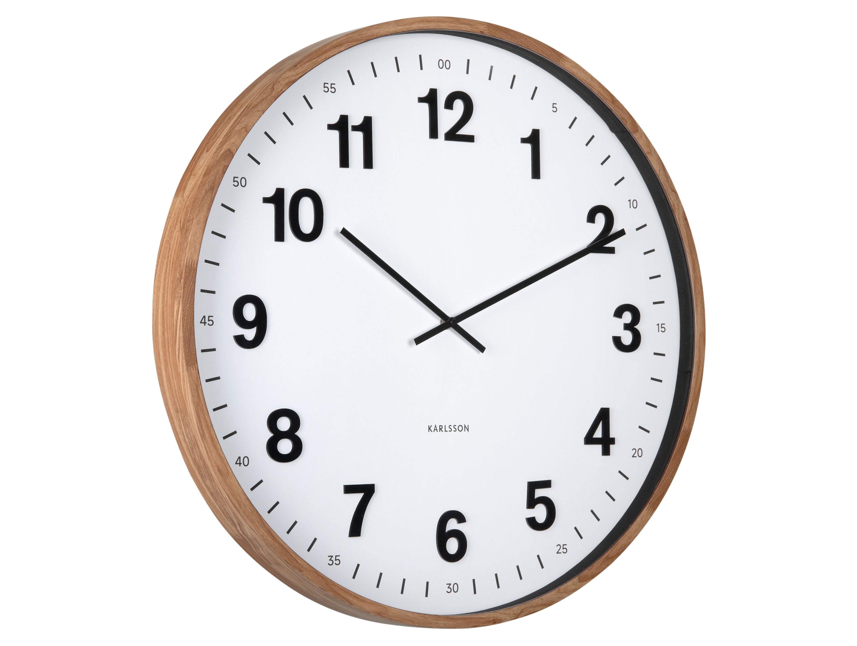 Karlsson Esencia Classic XL KA6109DW Wanduhr Dunkles Holz • Geräuschloses Sweep-Uhrwerk • Großes Format 60 cm