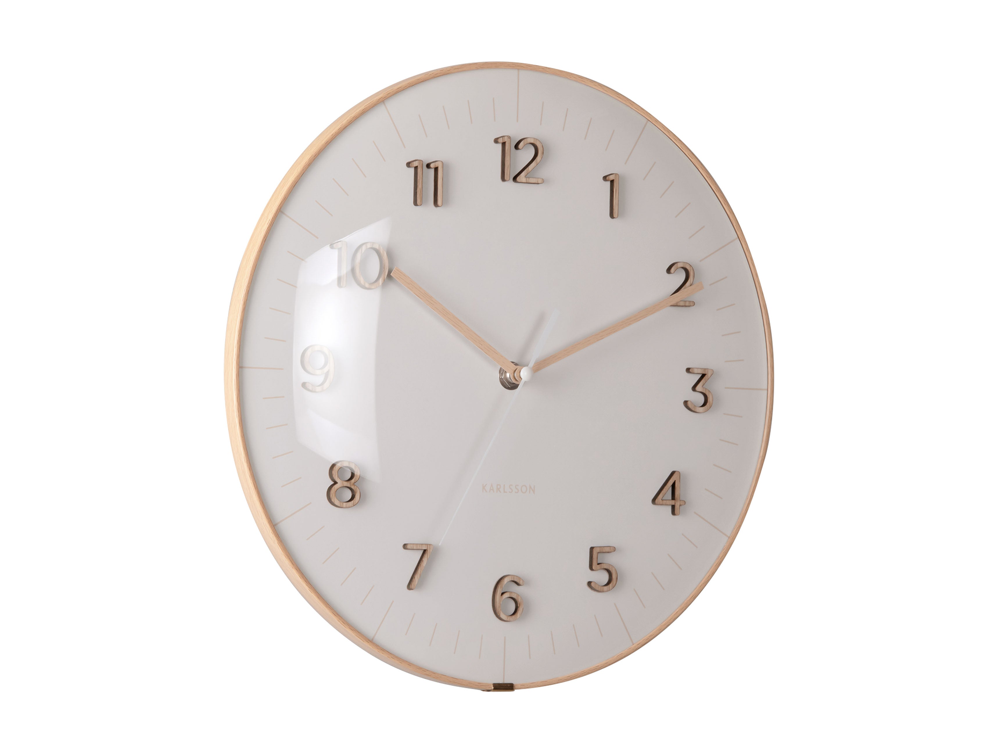 Karlsson Esencia Dome KA6110WG Wanduhr Warmgrau • Geräuschloses Sweep-Uhrwerk • Gewölbtes Glas