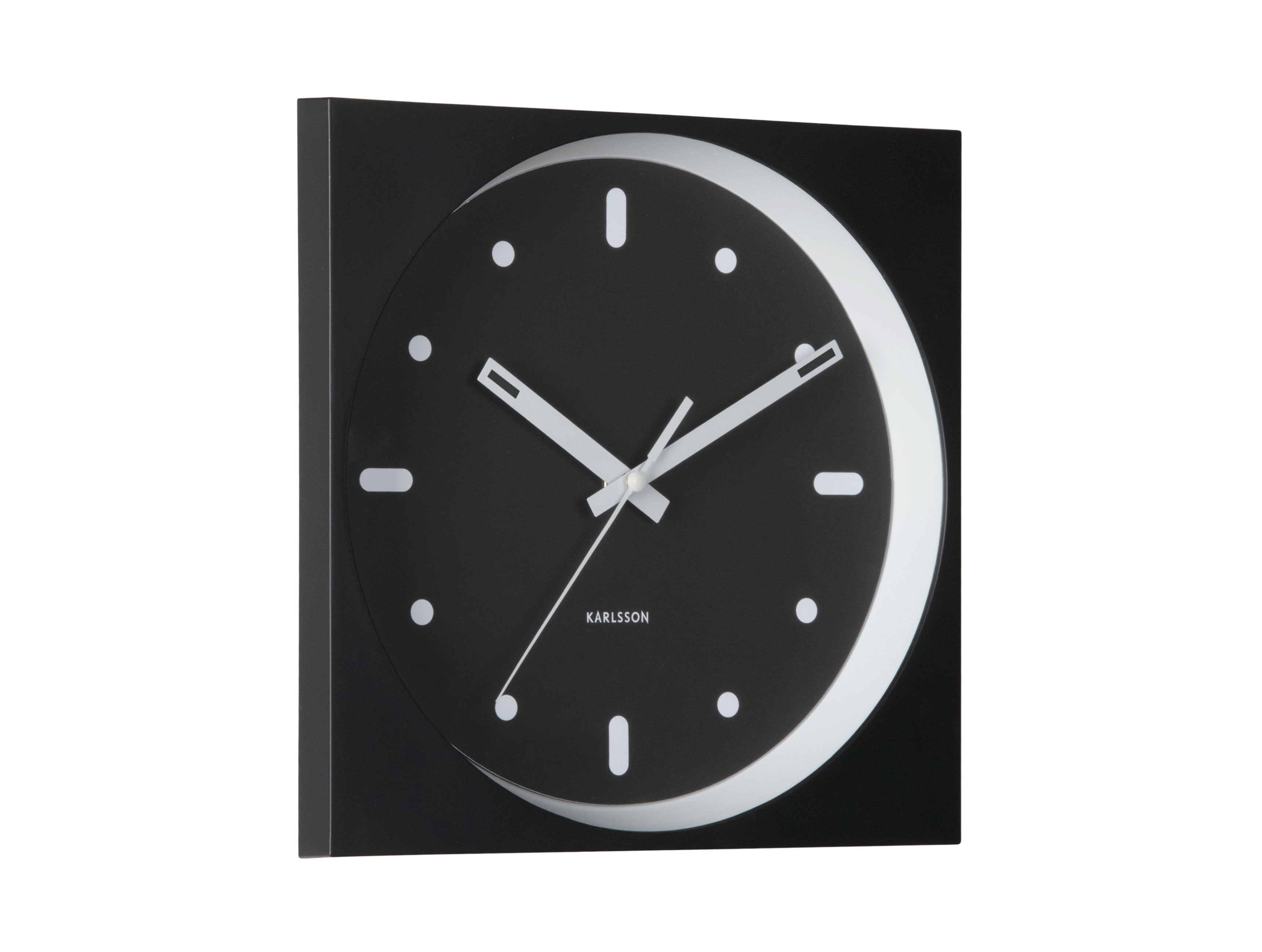Karlsson Incesante Square KA6111BK Wanduhr Schwarz • Sweep-Uhrwerk • Markantes Grafikzifferblatt