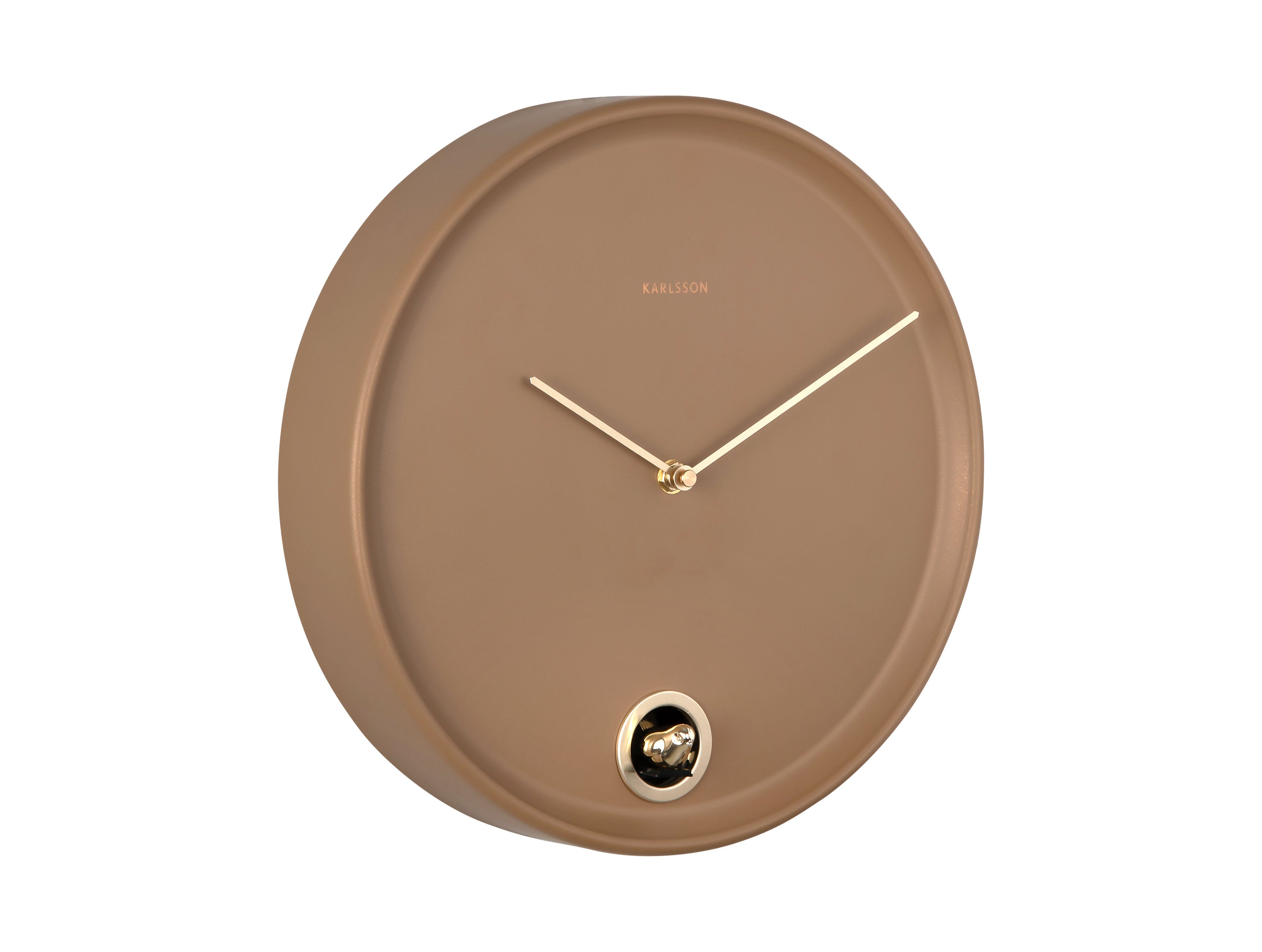 Karlsson Esencia Cuckoo KA6123BR Wanduhr Mokkabraun • Stündlicher Kuckucksruf • Eisengehäuse