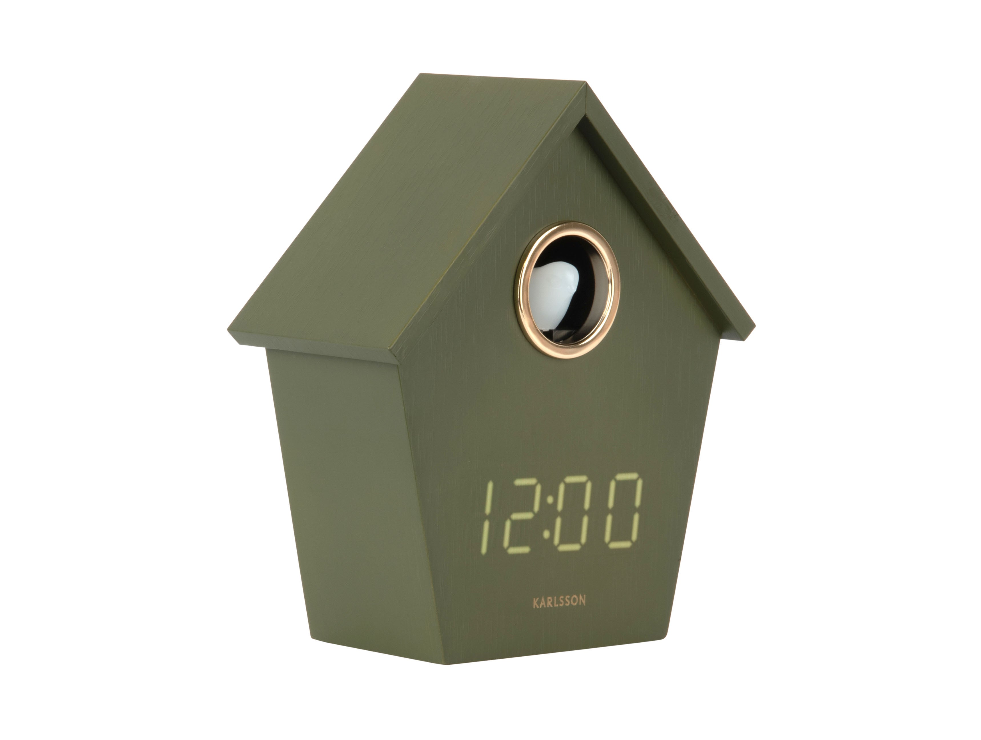 Karlsson Riqueza Cuckoo LED KA6124GR Wecker Luxusgrün • Kuckuck mit LED-Licht • Digitales Display