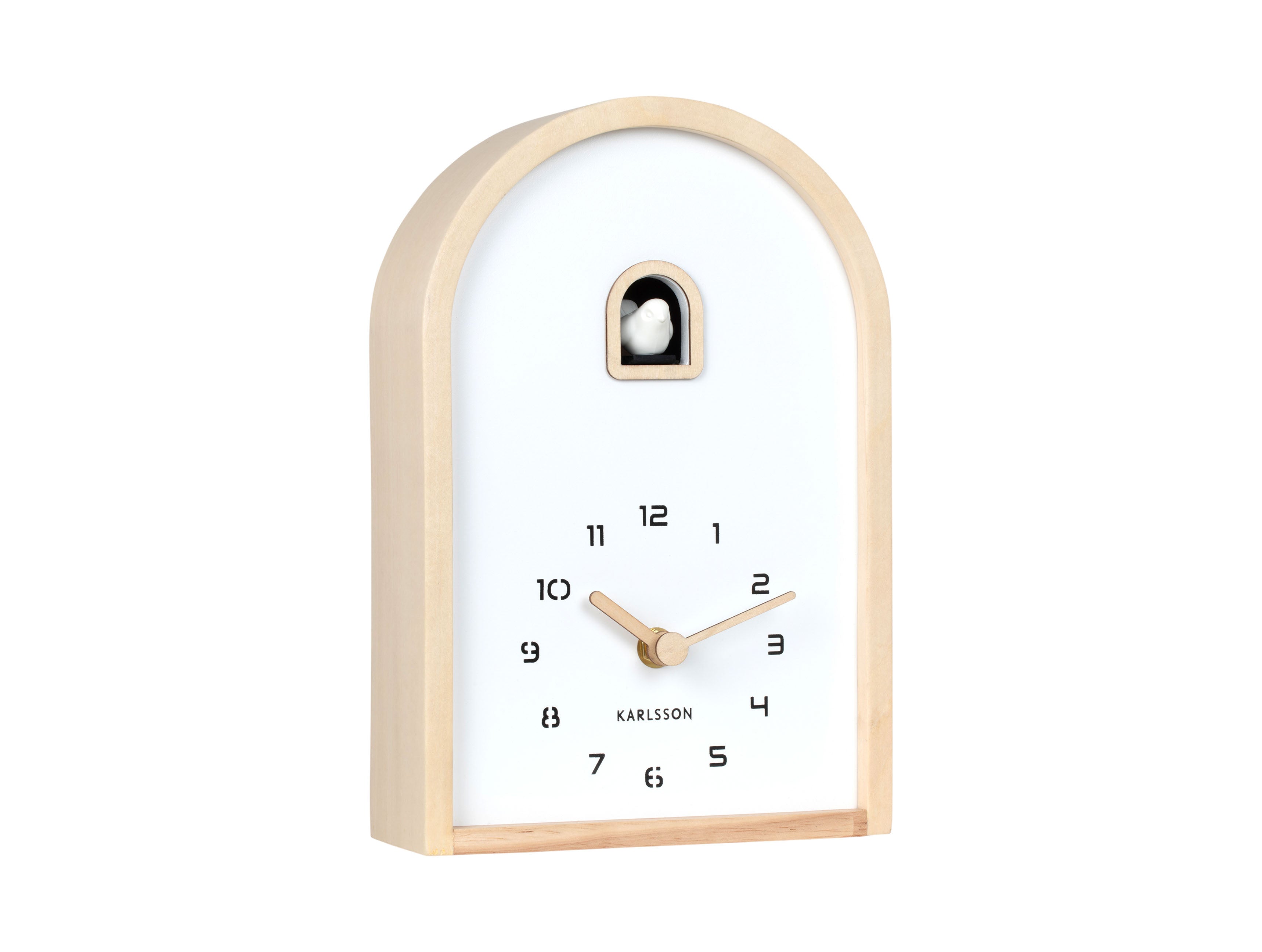 Karlsson Curva Cuckoo KA6126WD Wanduhr Hellholz • Kuckucksuhr-Design • Wand- und Tischnutzung