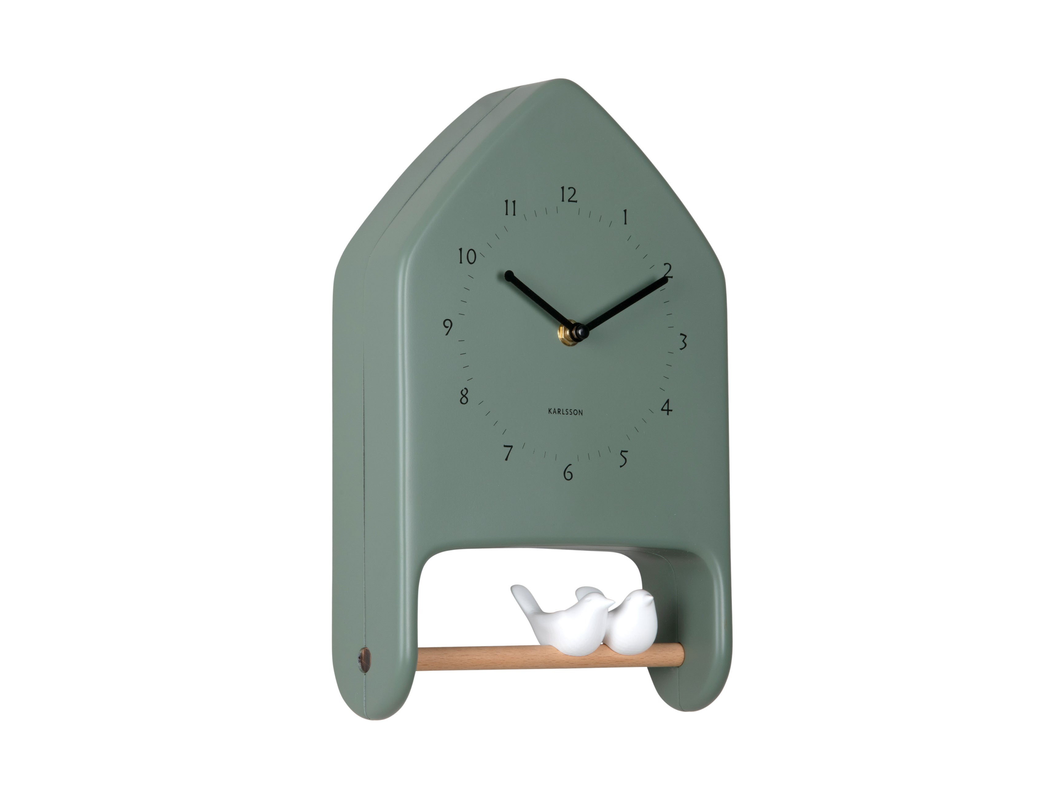 Karlsson Love Birds KA6130GR Wanduhr Dschungelgrün • Geräuschloses Sweep-Uhrwerk • Offenes Zifferblatt