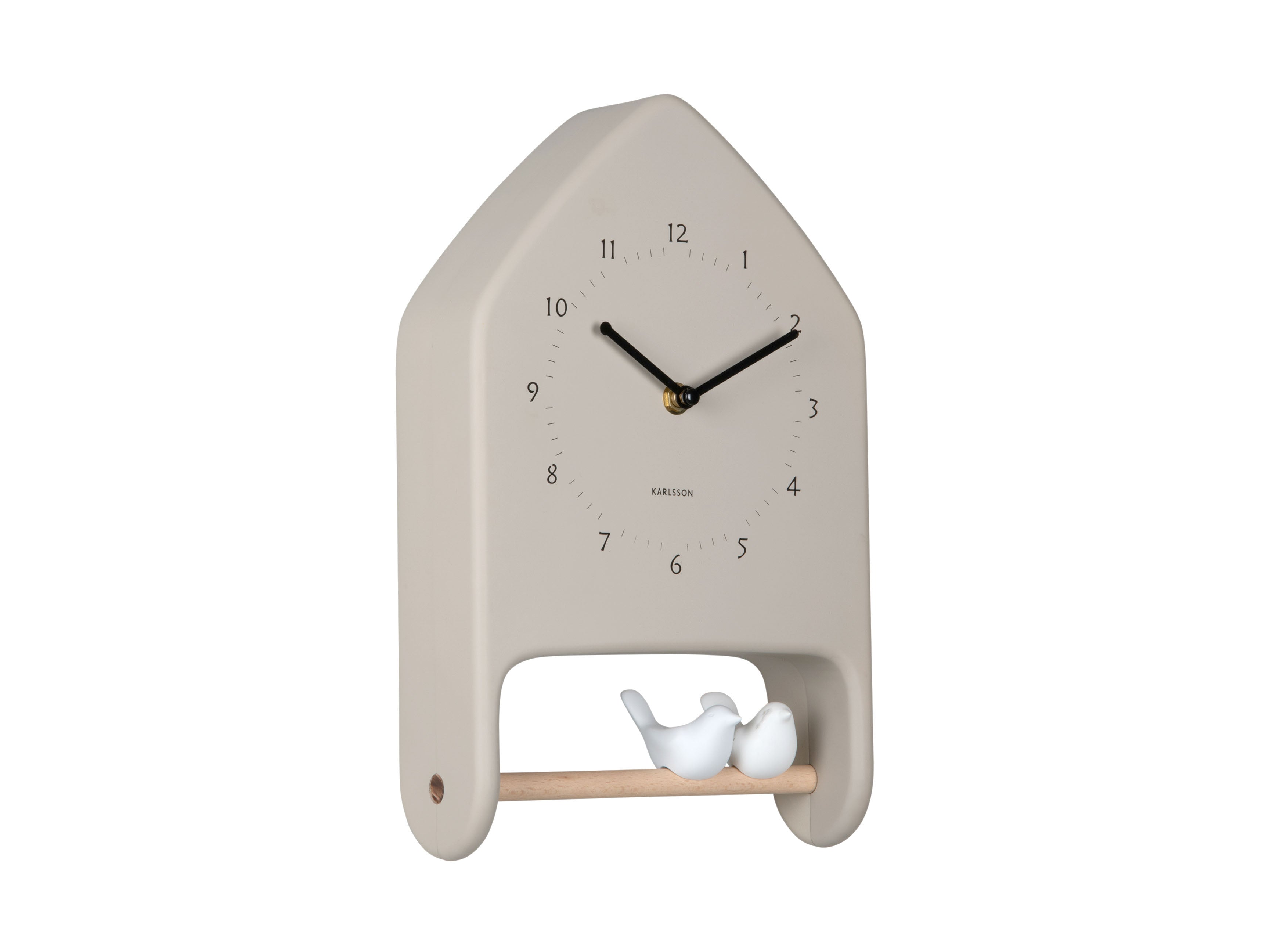 Karlsson Love Birds KA6130WG Wanduhr Warmgrau • Geräuschloses Sweep-Uhrwerk • Vogelhaus-Design