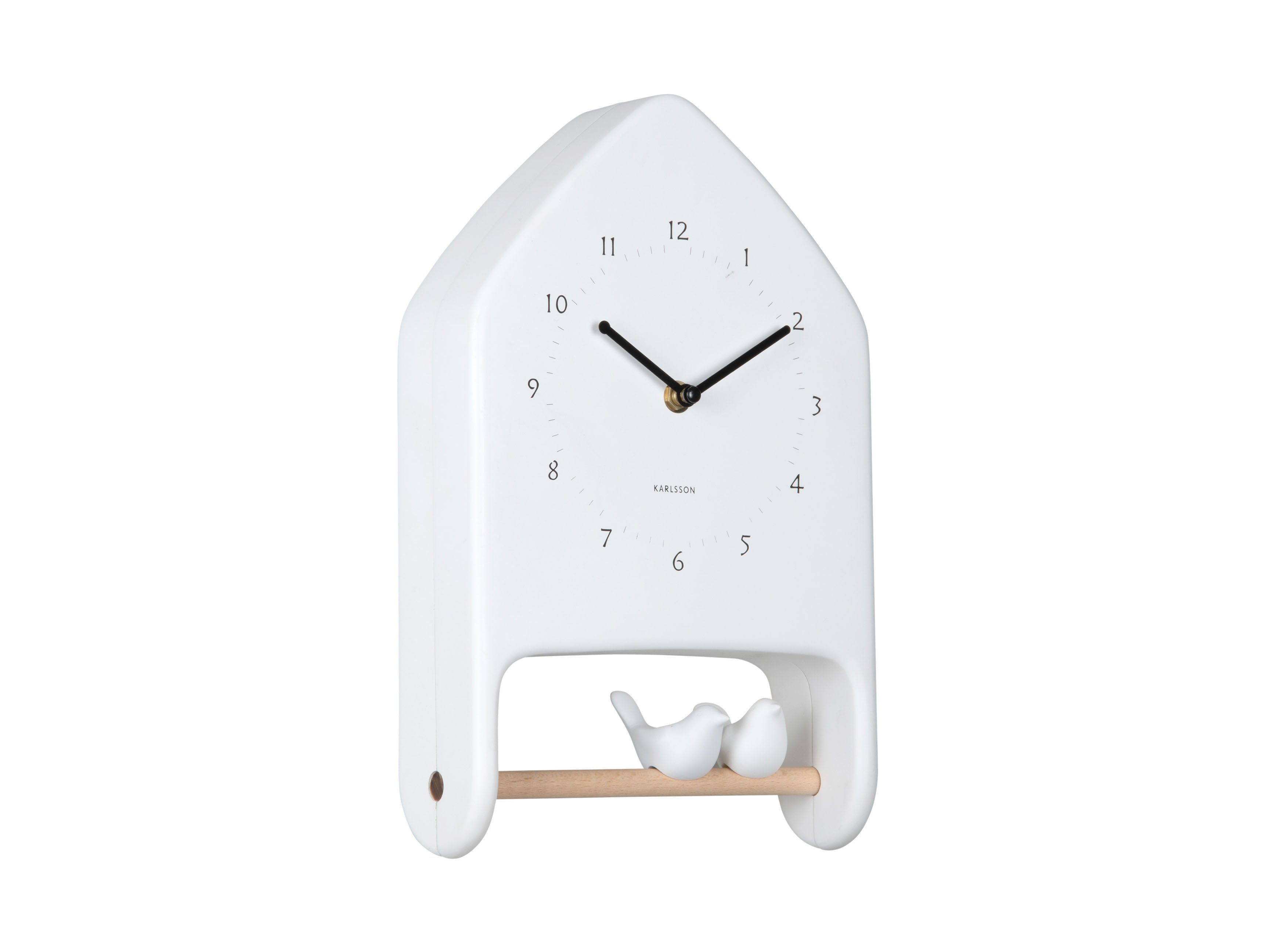 Karlsson Love Birds KA6130WH Wanduhr Weiß • Vogelgezwitscher zur vollen Stunde • Geräuscharmes Sweep-Uhrwerk