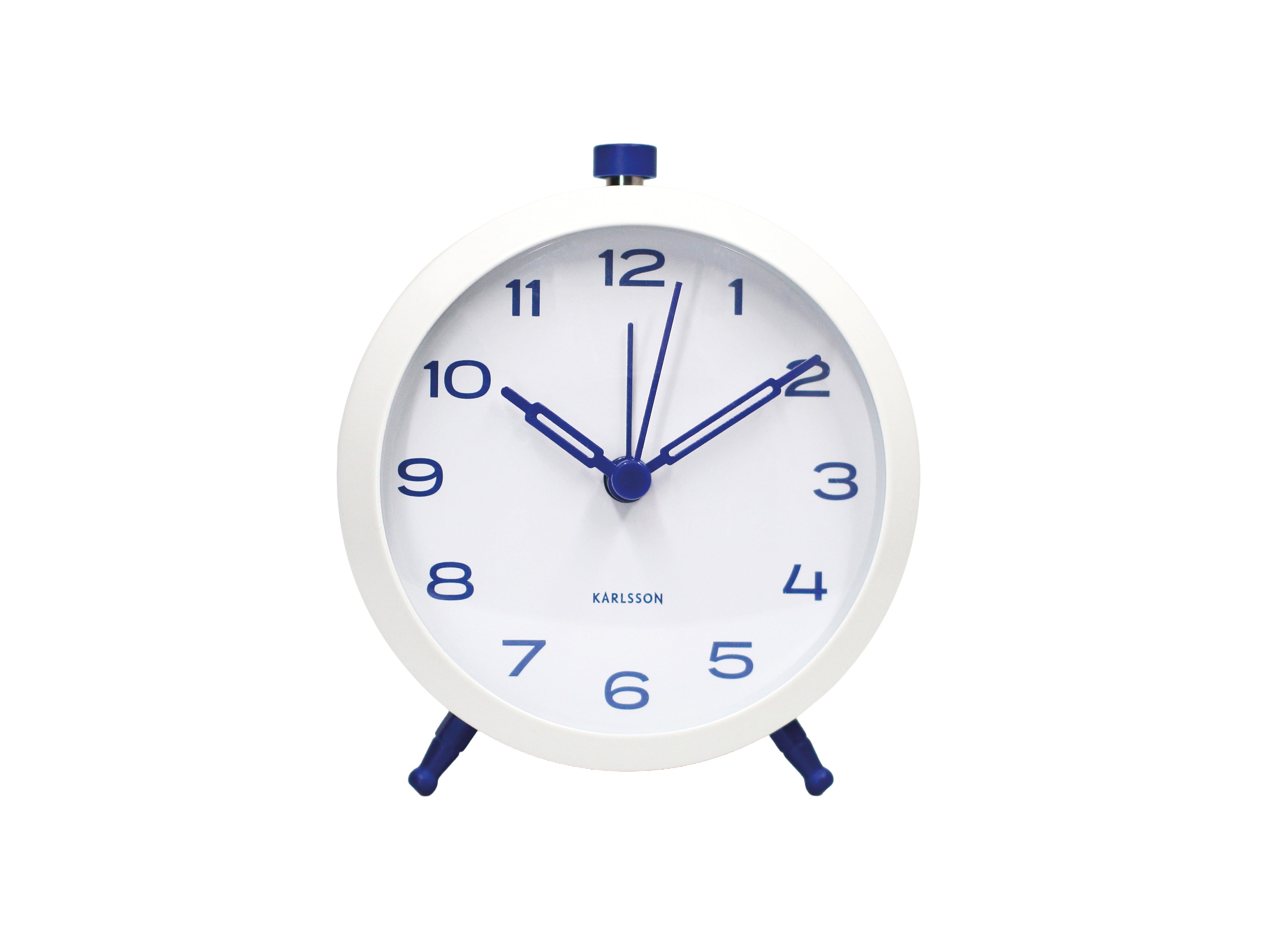 Karlsson Button Retro KA6143BL Wecker Kobaltblau • Geräuschloses Sweep-Uhrwerk • Retro-Design