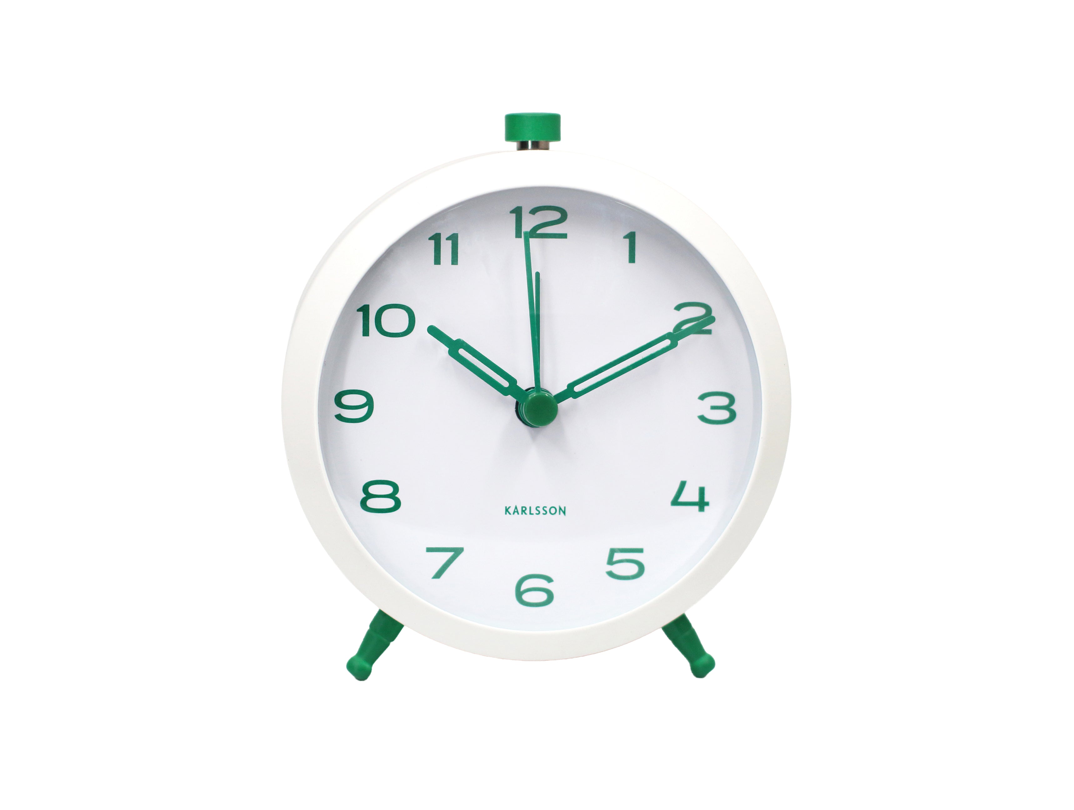Karlsson Button Retro KA6143GR Wecker Retrogrün • Geräuschloses Sweep-Uhrwerk • Retro-Design