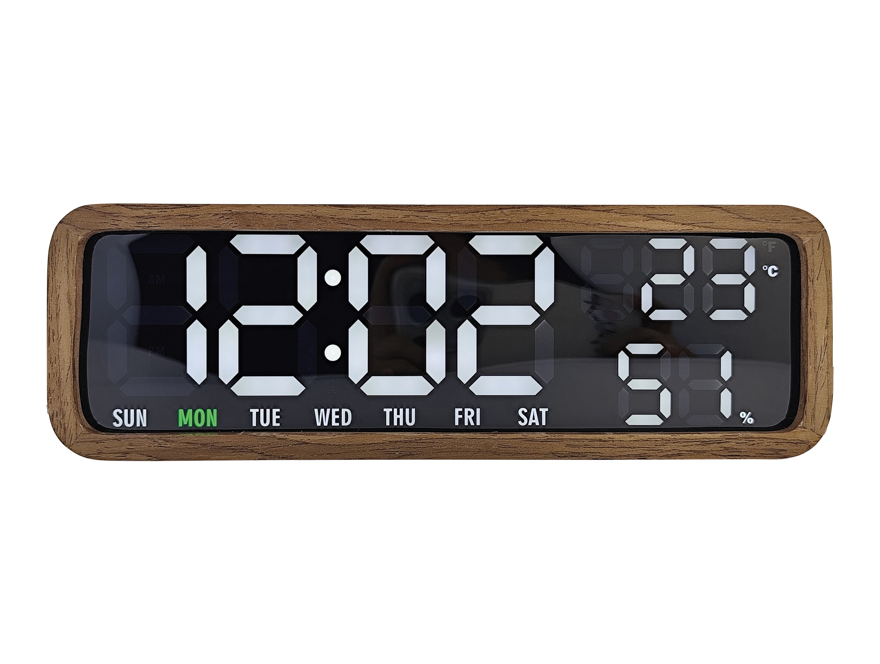 Karlsson Madera KA6145DW Wecker Dunkles Holzfurnier • Digitales LED-Display • USB-Betrieb
