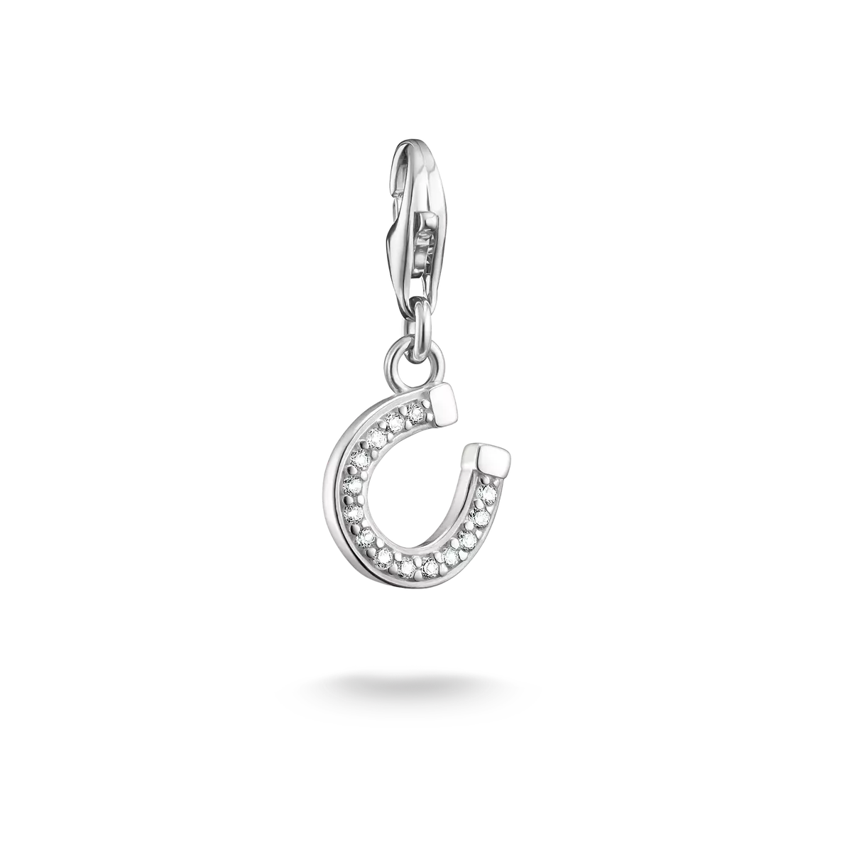 Horseshoe Charm Pendant with Stones - 925 Sterling Silver