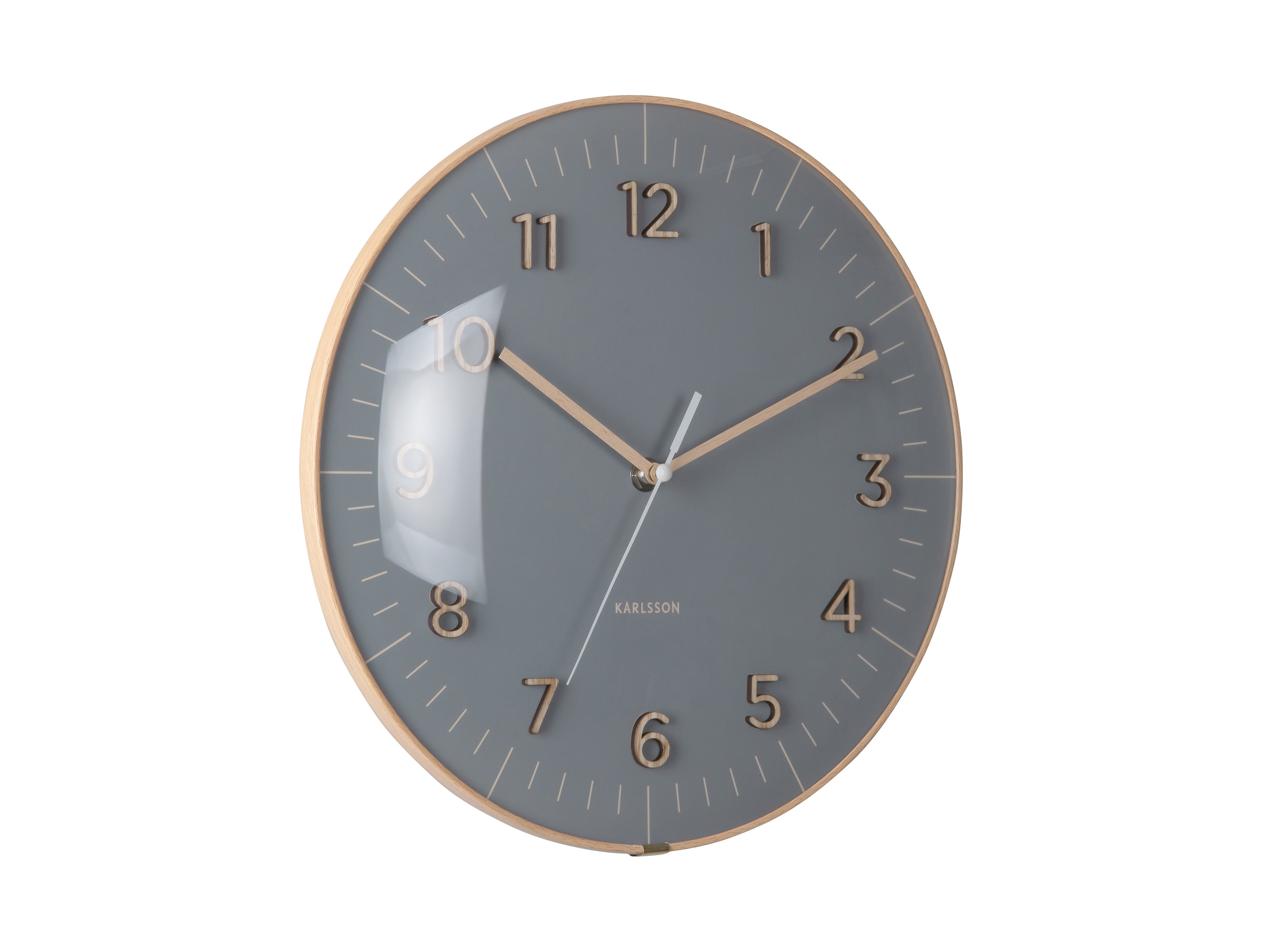 Karlsson Esencia Dome KA6110GY Wanduhr Dunkelgrau • Geräuschloses Sweep-Uhrwerk • Konvexes Frontglas