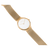 Bering Armbanduhr in Seitenansicht mit goldfarbenem Gehäuse und Milanaise-Armband