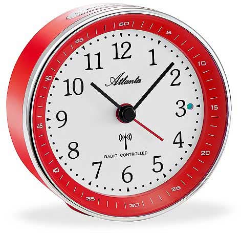 Atlanta Radio-Controlled Alarm Clock Analog 9.5 cm Plastic Red • Radio-controlled • Silent sweep second hand