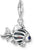 Fish Charm Pendant with Blue Stones - 925 Sterling Silver