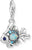 Fish Charm Pendant with Blue Stones - 925 Sterling Silver