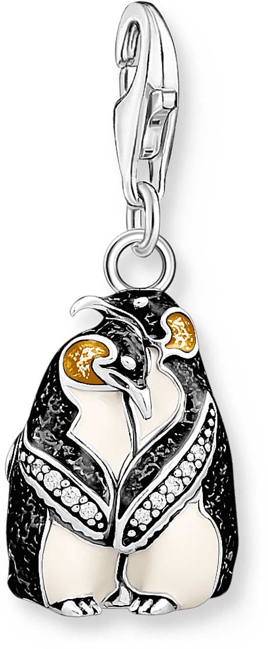 Charm Pendant Penguins in 3D Look - 925 Sterling Silver