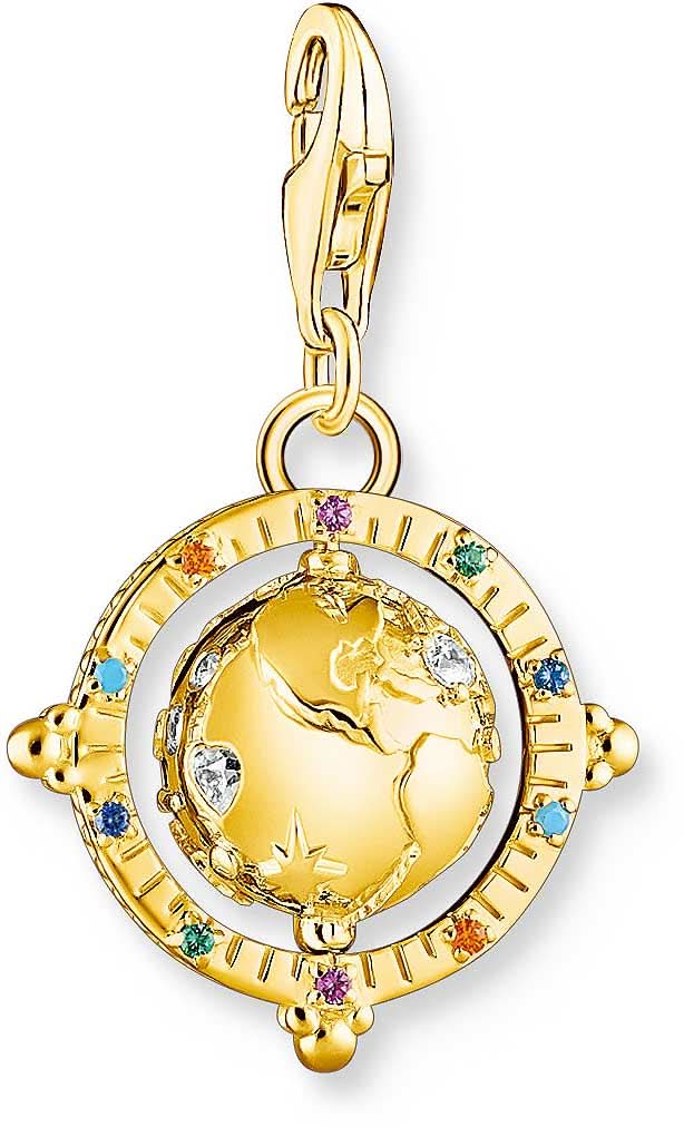 Charm Pendant Colorful 3D Globe - 750 Yellow Gold Plating