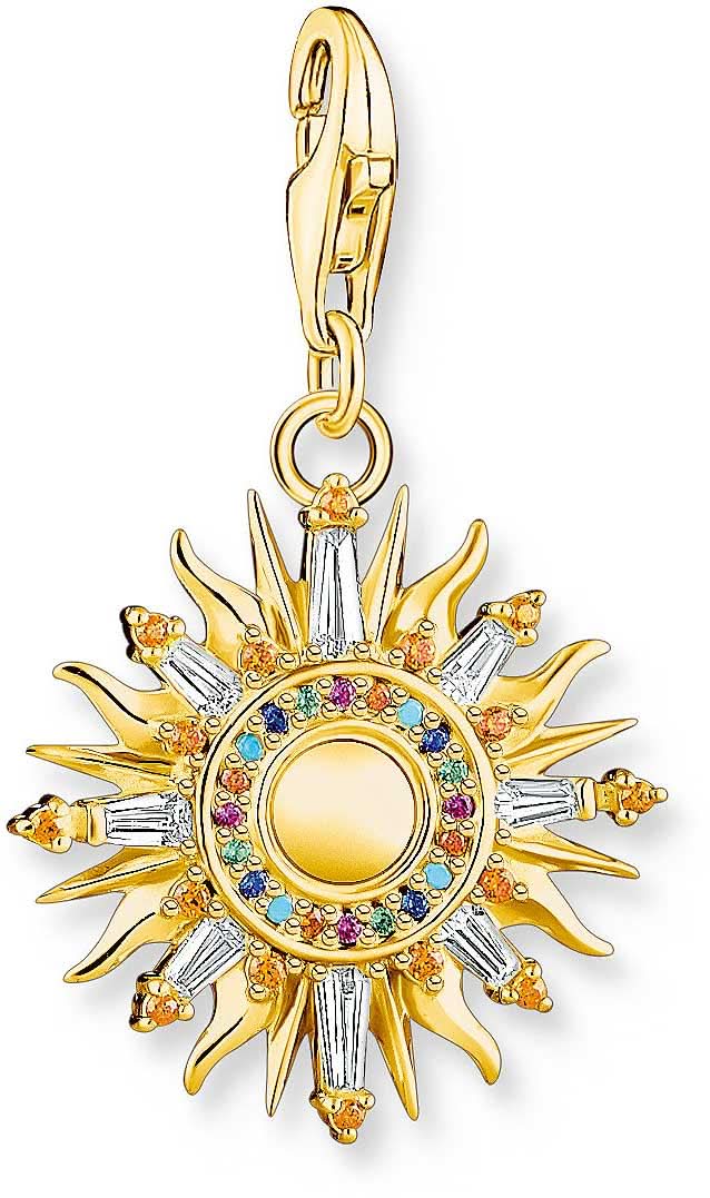 Charm Pendant Colorful 3D Sun - 750 Yellow Gold Plating