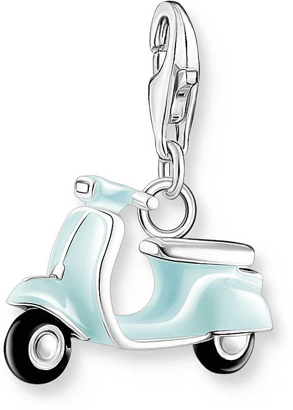 Charm Pendant 3D Scooter in Vintage Style - 925 Sterling Silver